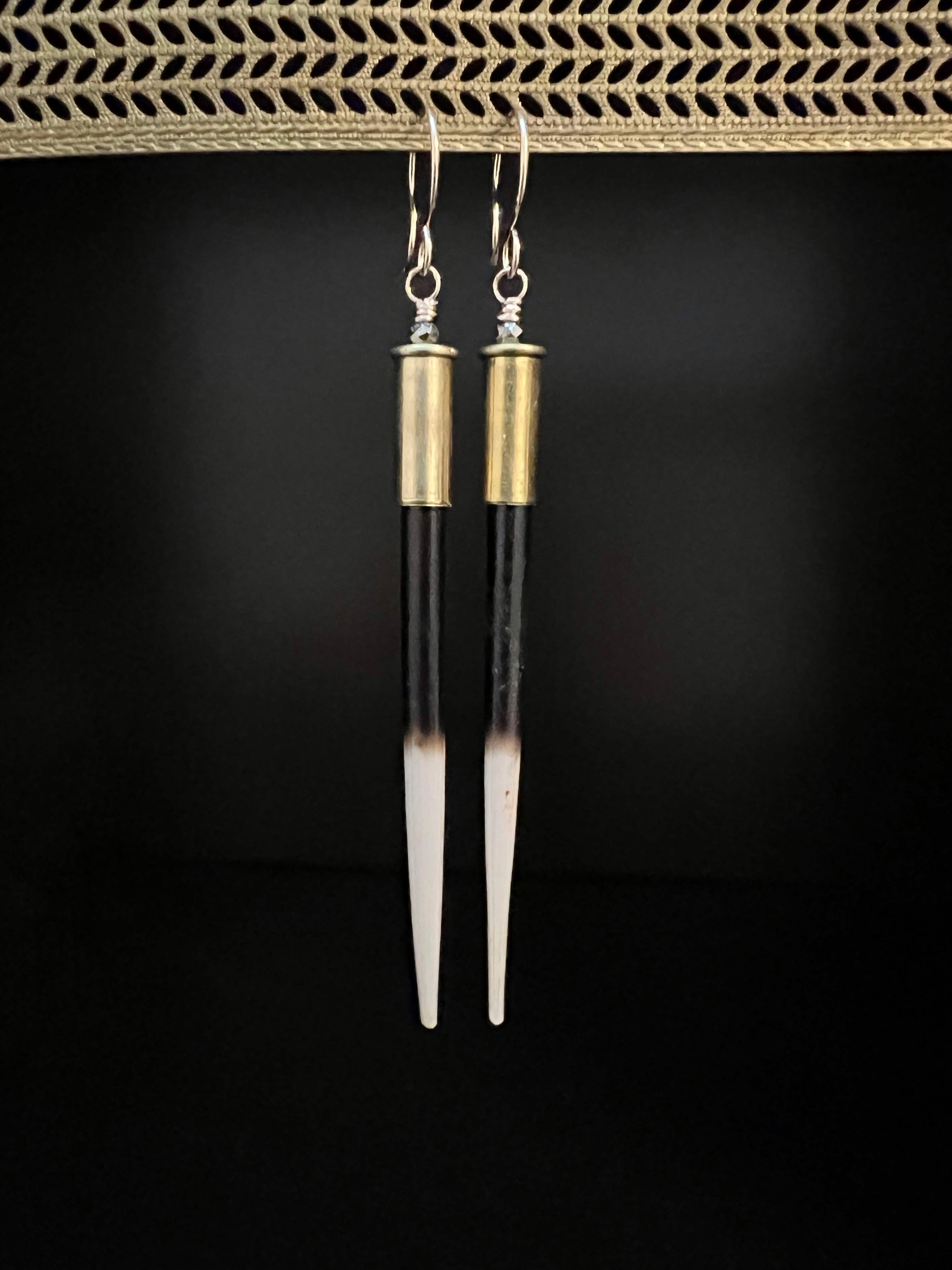 African Porcupine Quill Bullet Earrings 2 by Pake