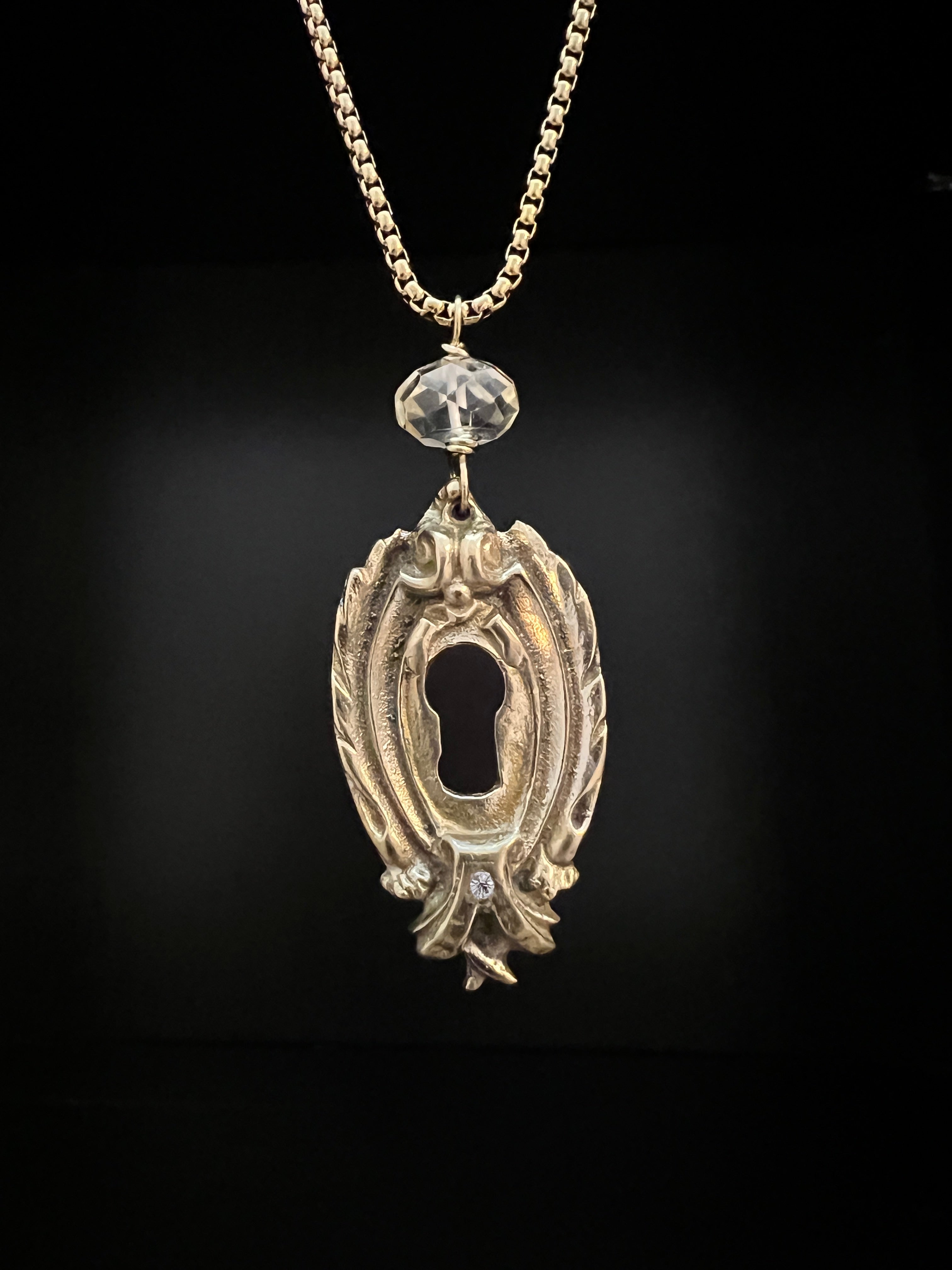 Brass Escutcheon and Citrine Necklace by Pake