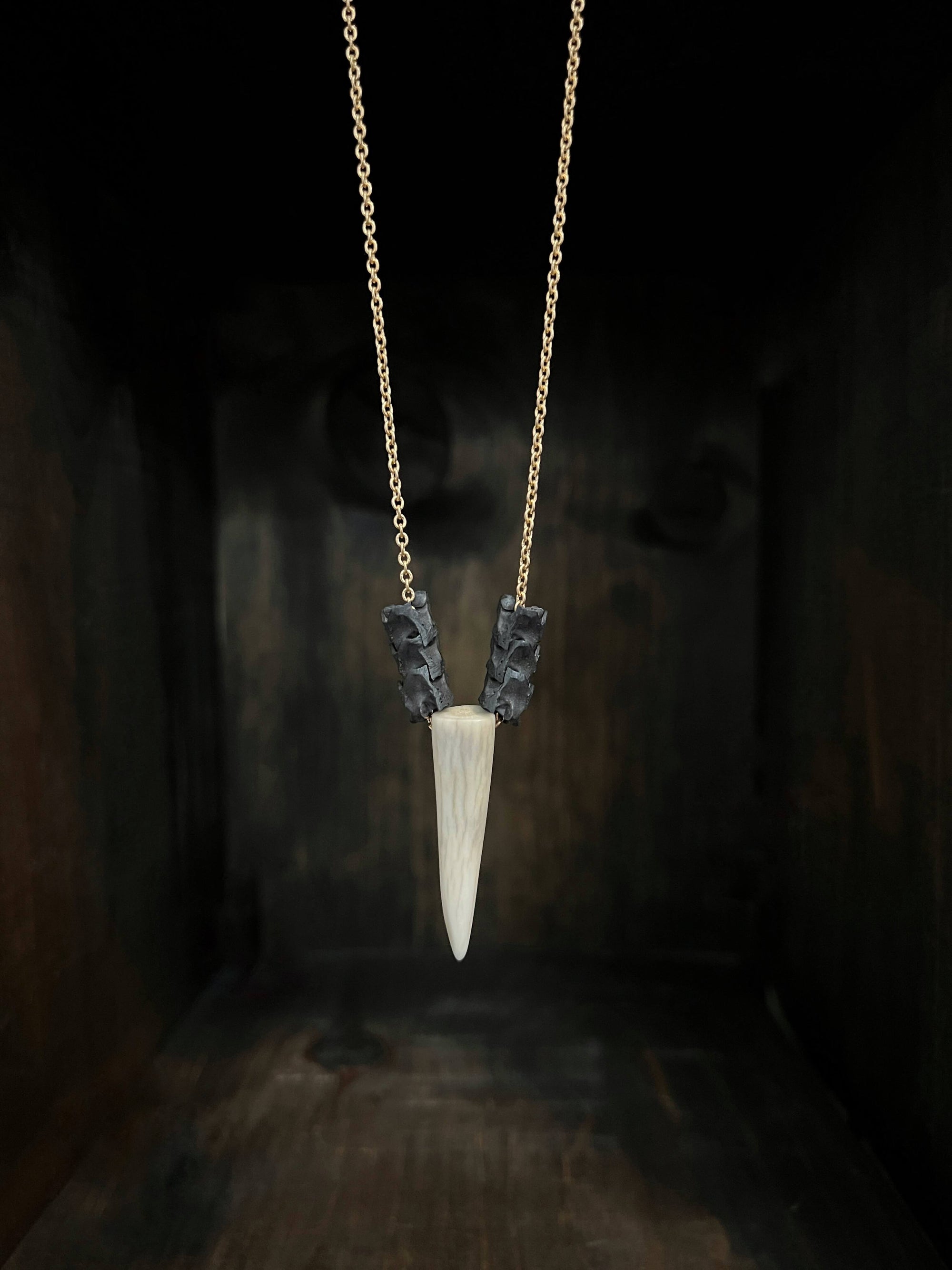 Antler and Snake Vertebrae Necklace by Pake