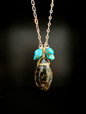 Baltic Amber and Turquoise Necklace by Pake