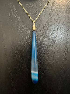 Banded Blue Agate Necklace by Pake