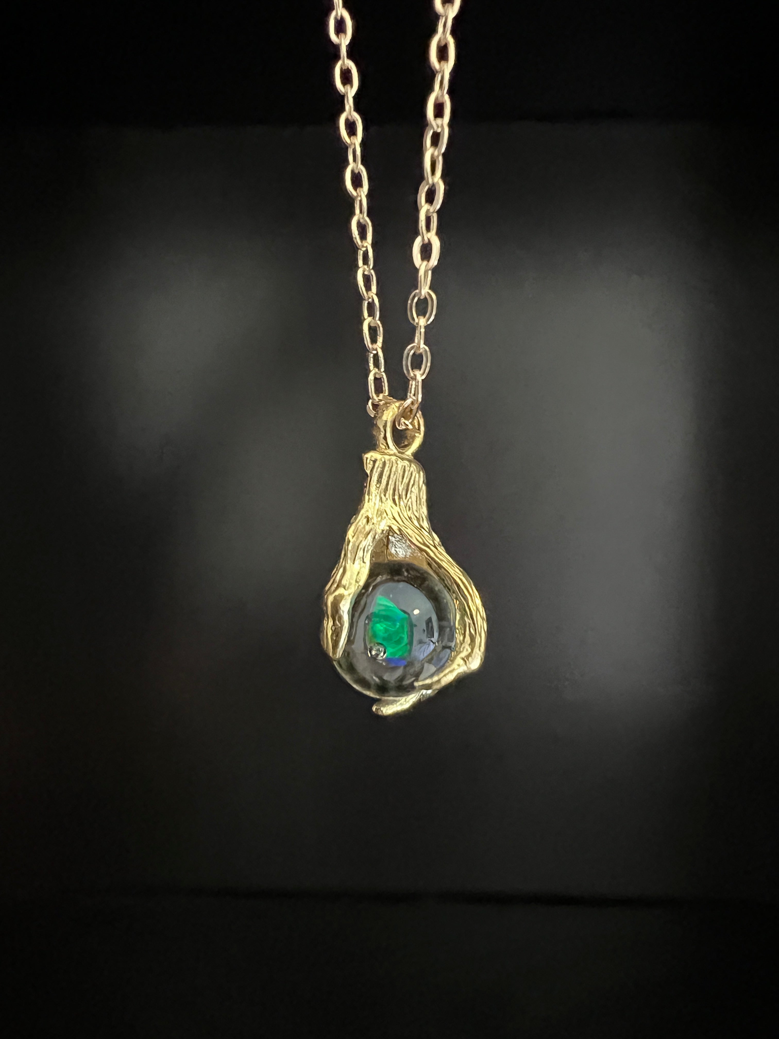 Black Opal Claw Necklace by Pake