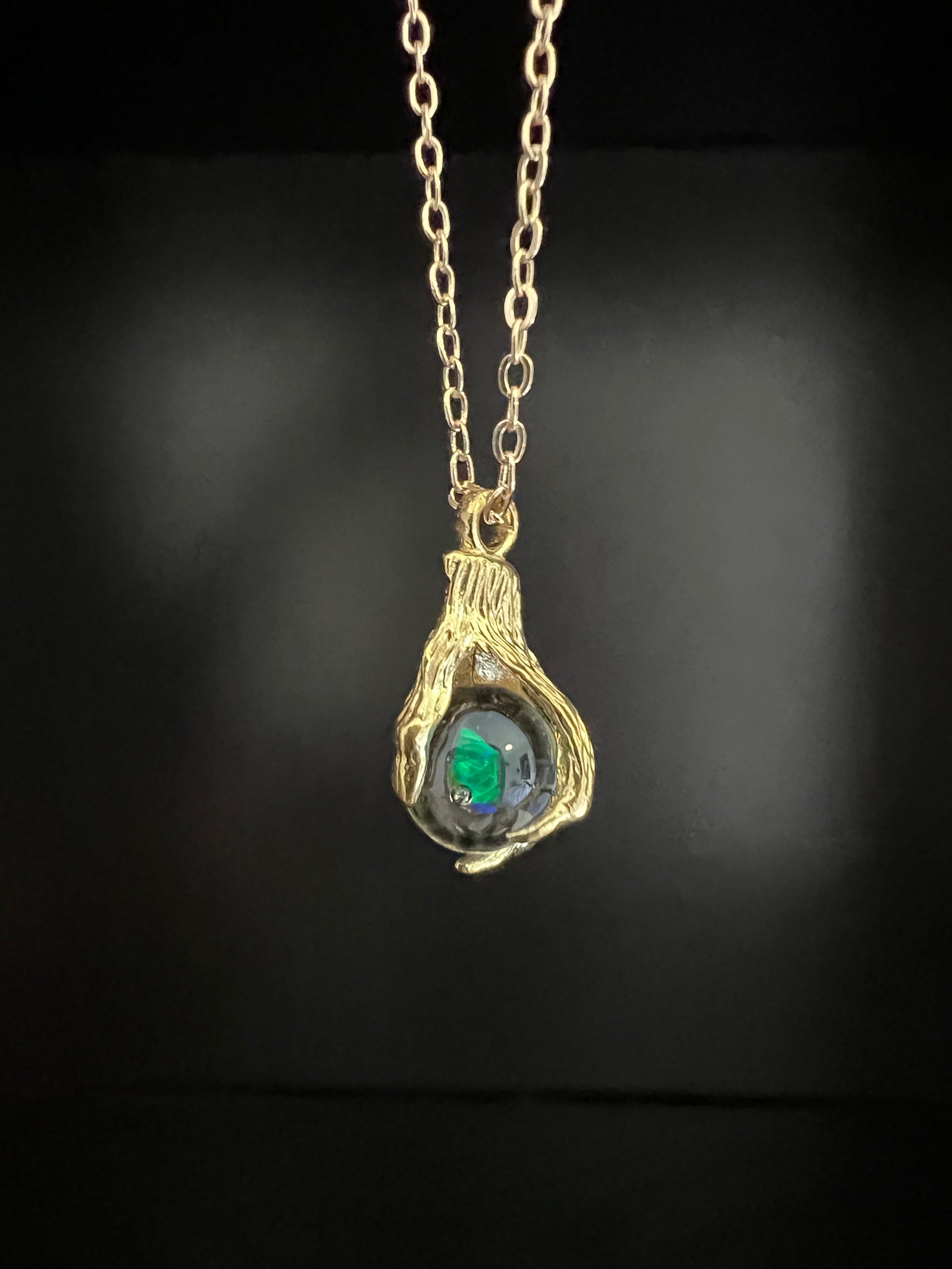 Black Opal Claw Necklace by Pake