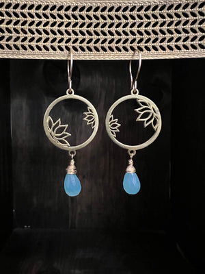 Blue Chalcedony Lotus Earrings by Pake