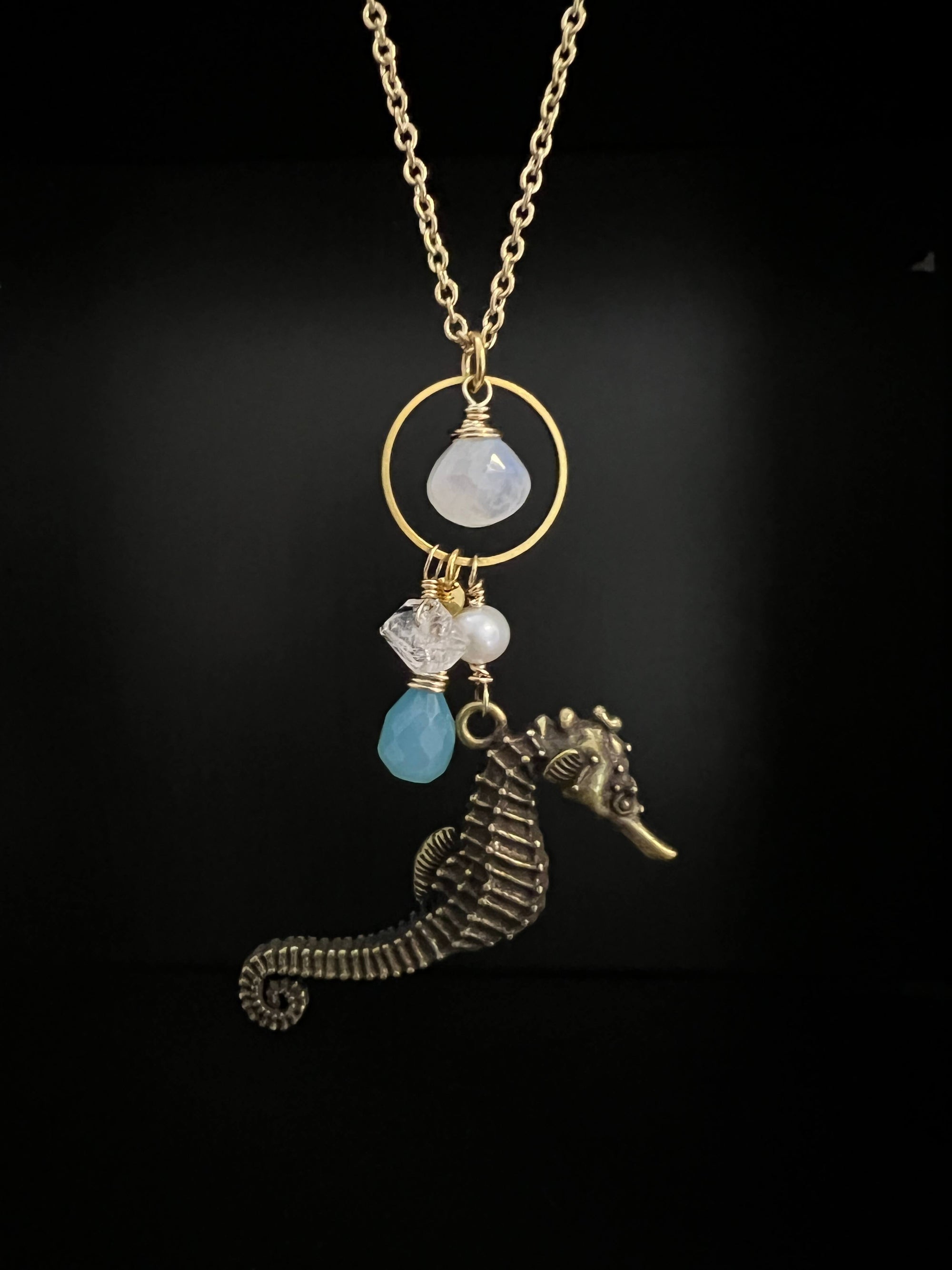 Brass Seahorse Necklace by Pake