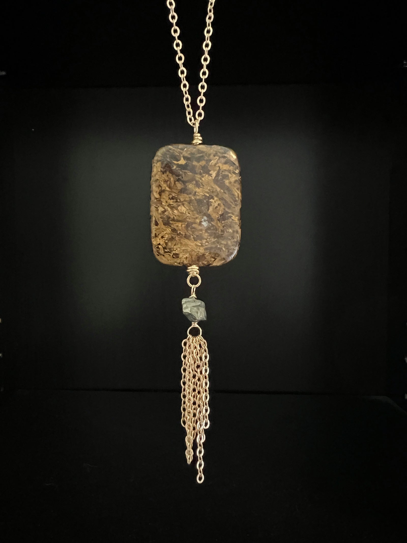 Bronzite with Pyrite and Tassel Necklace by Pake