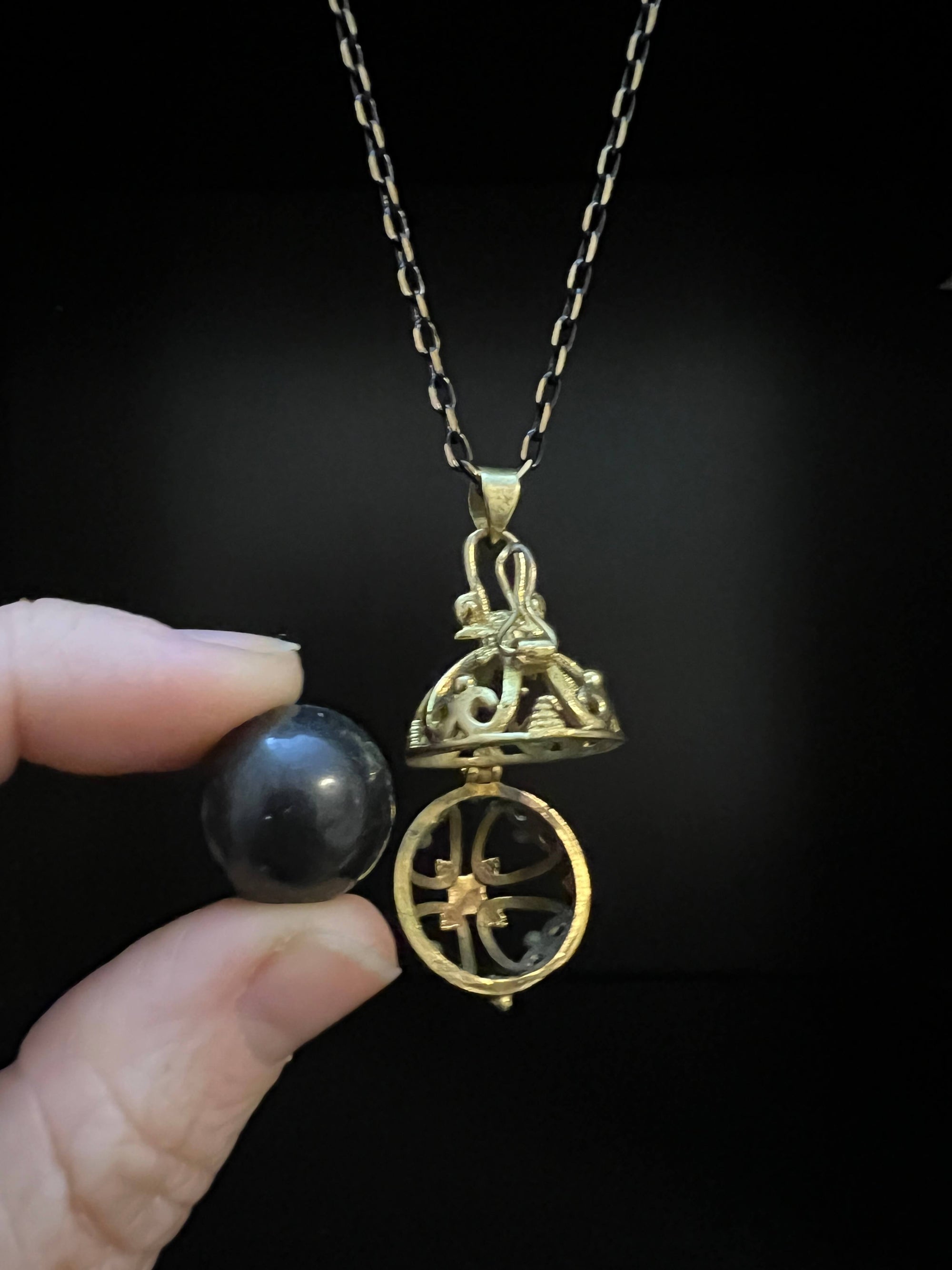 Caged Black Onyx Sphere Necklace by Pake