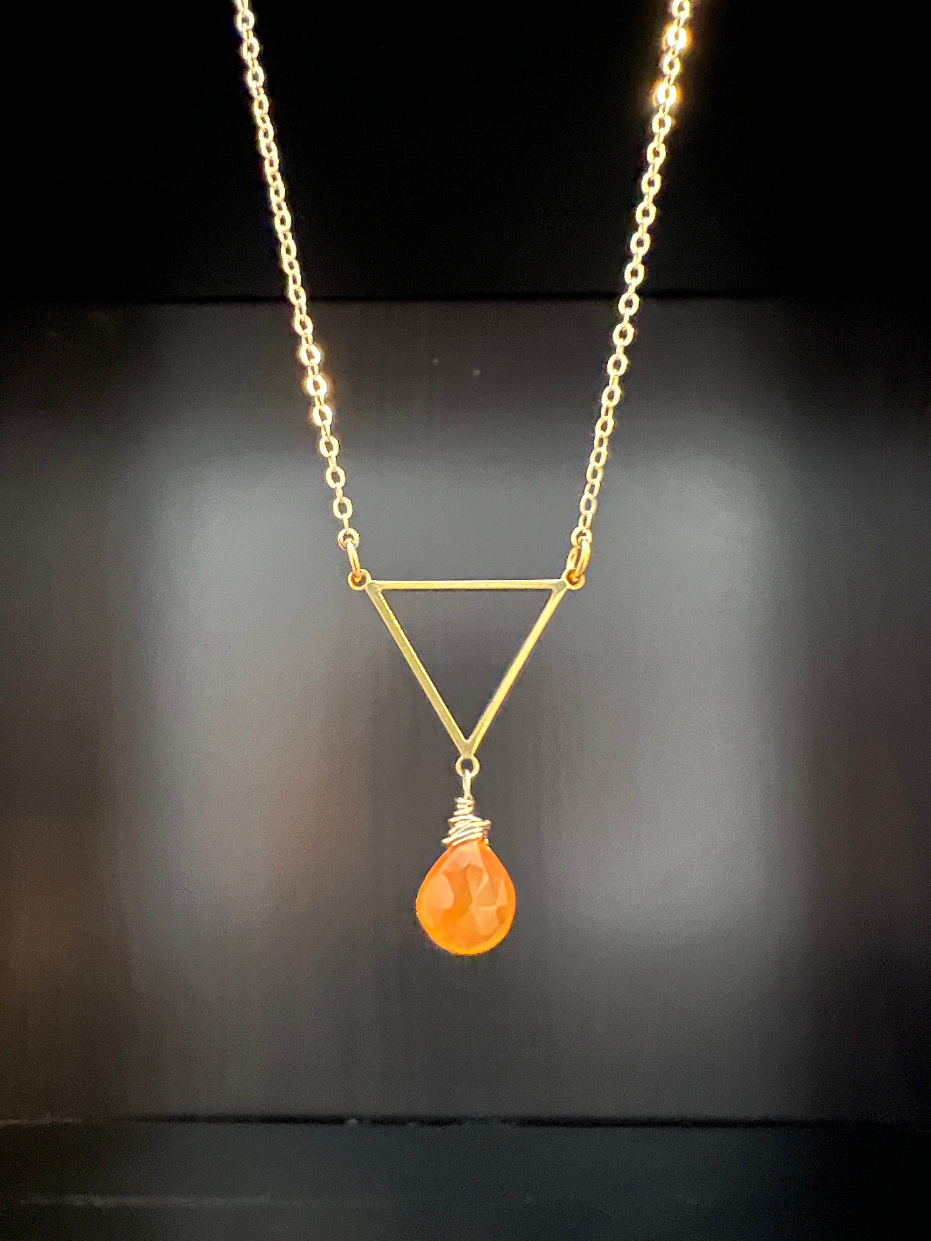 Carnelian and Triangle Necklace by Pake