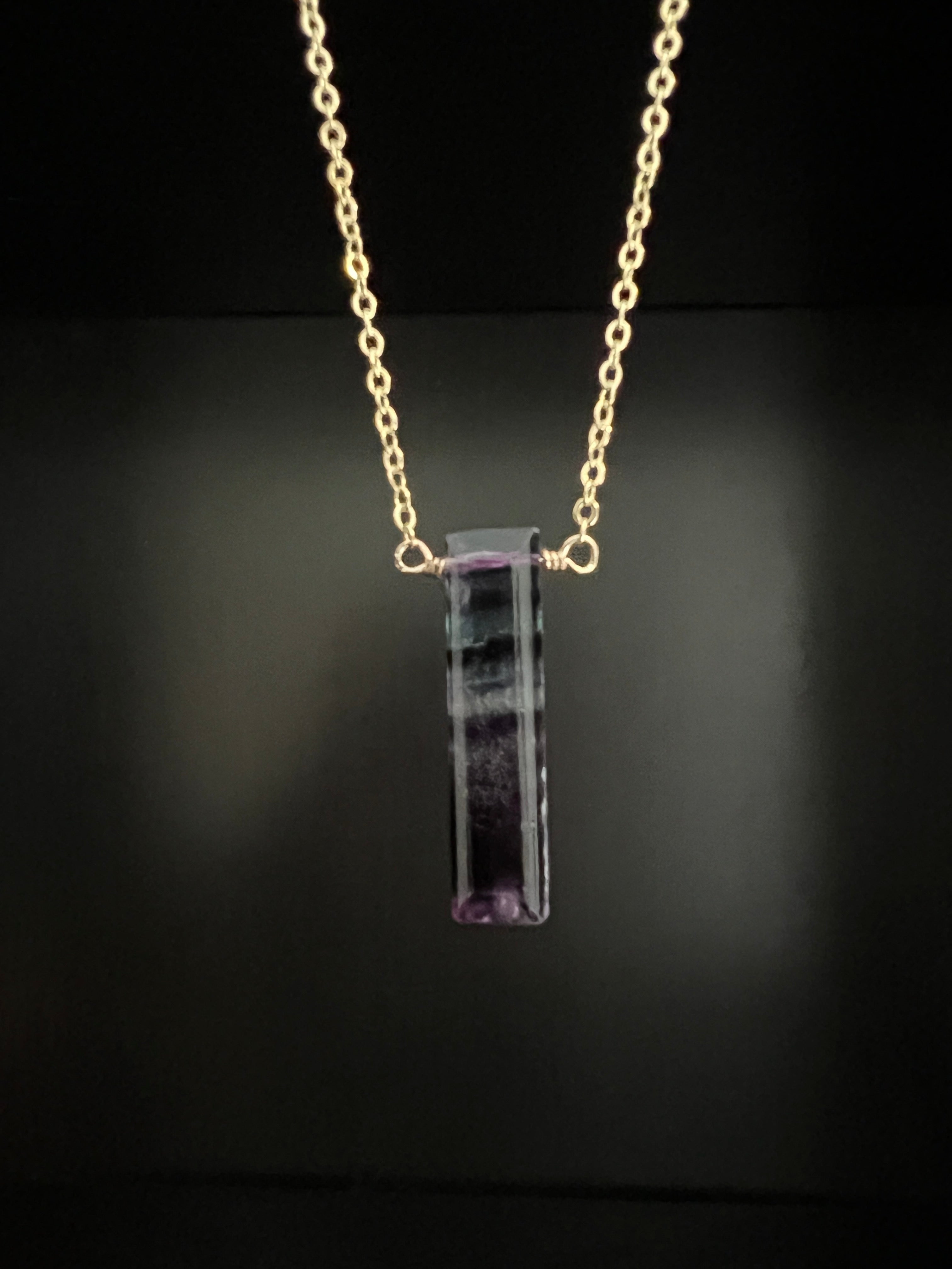 Purple Fluorite Bar Necklace by Pake