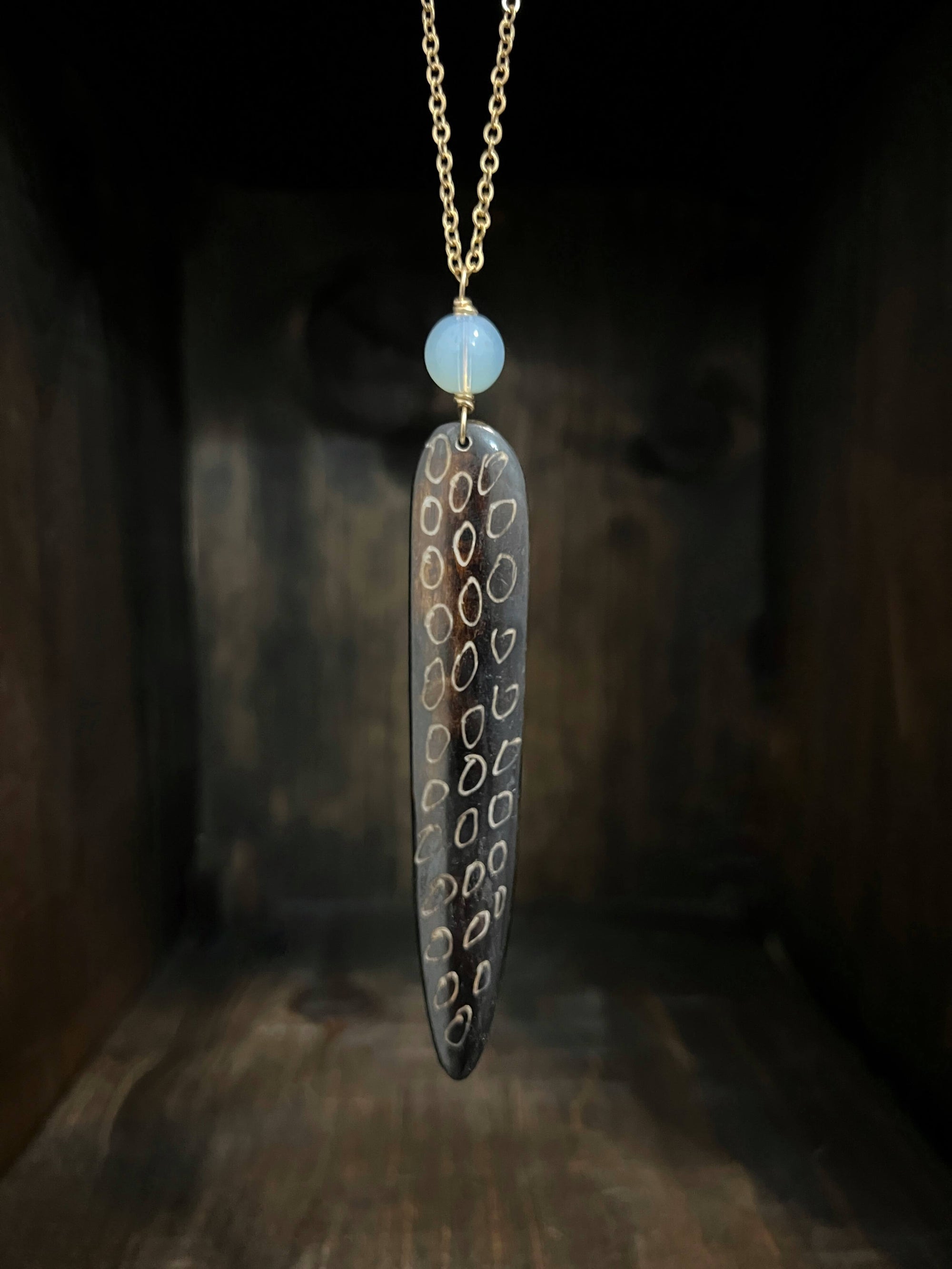 Dotted Bone and Opalite Necklace by Pake