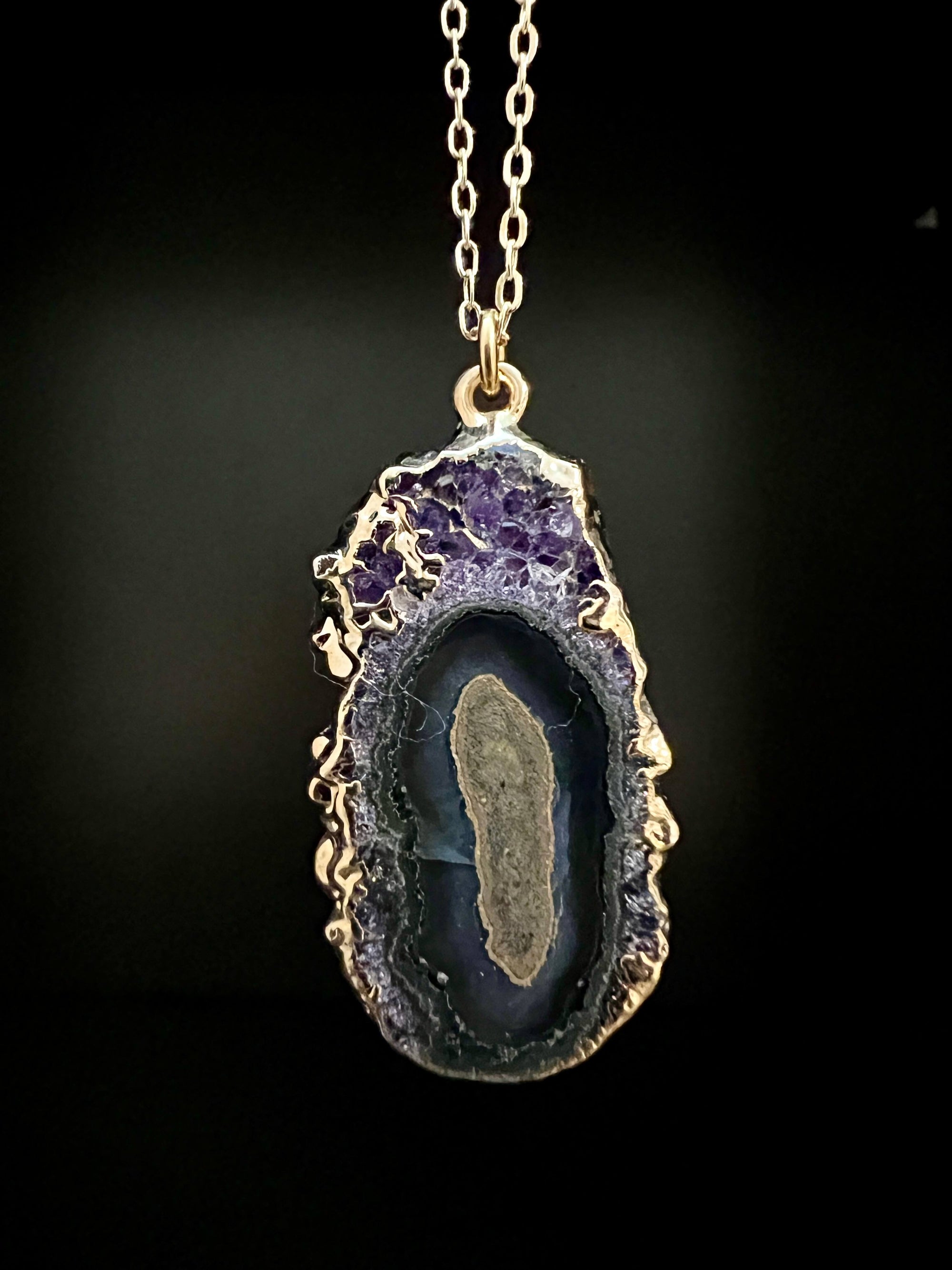 Electroplated Amethyst Stalactite Necklace 2 by Pake