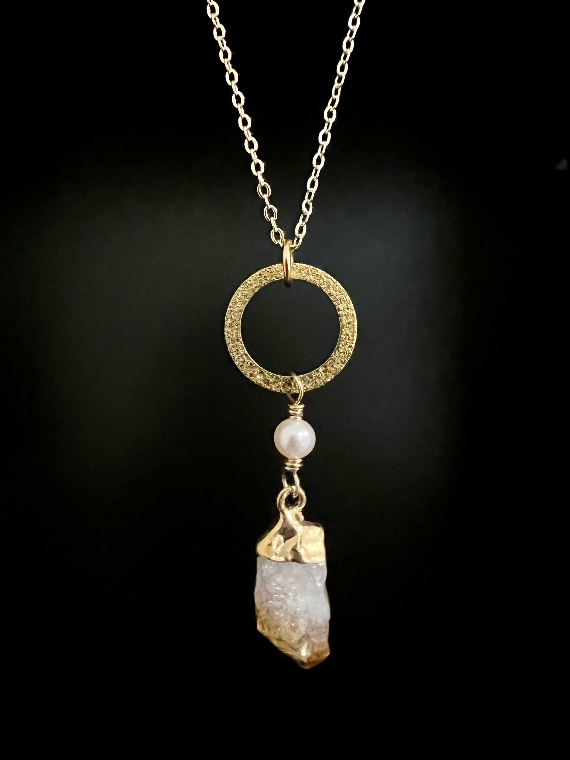 Electroplated Citrine with Pearl Necklace by Pake