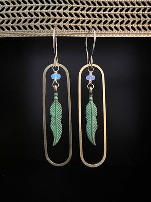 Feathers with Fire Opal Earrings by Pake