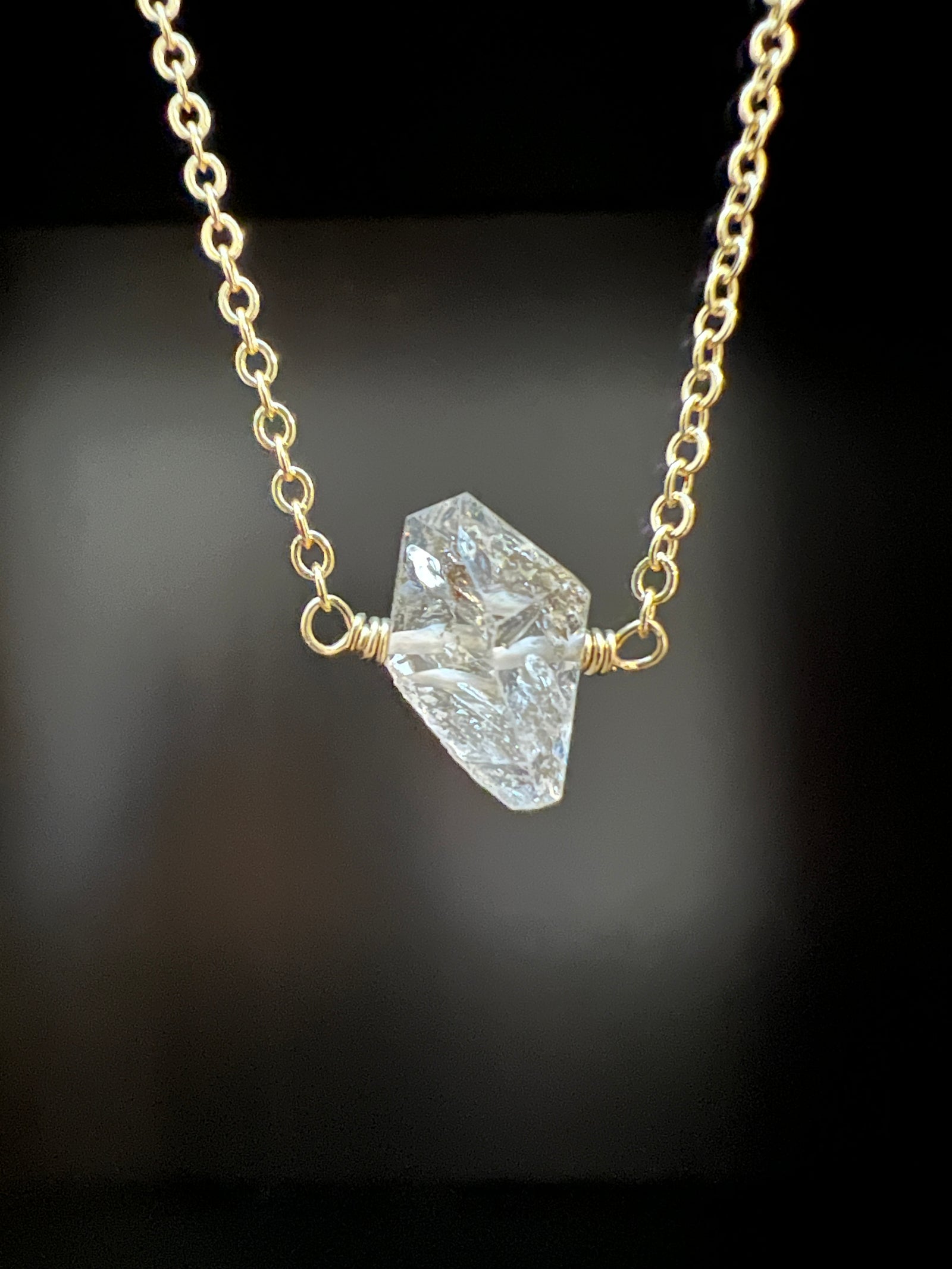 Herkimer Diamond Solitaire Necklace by Pake