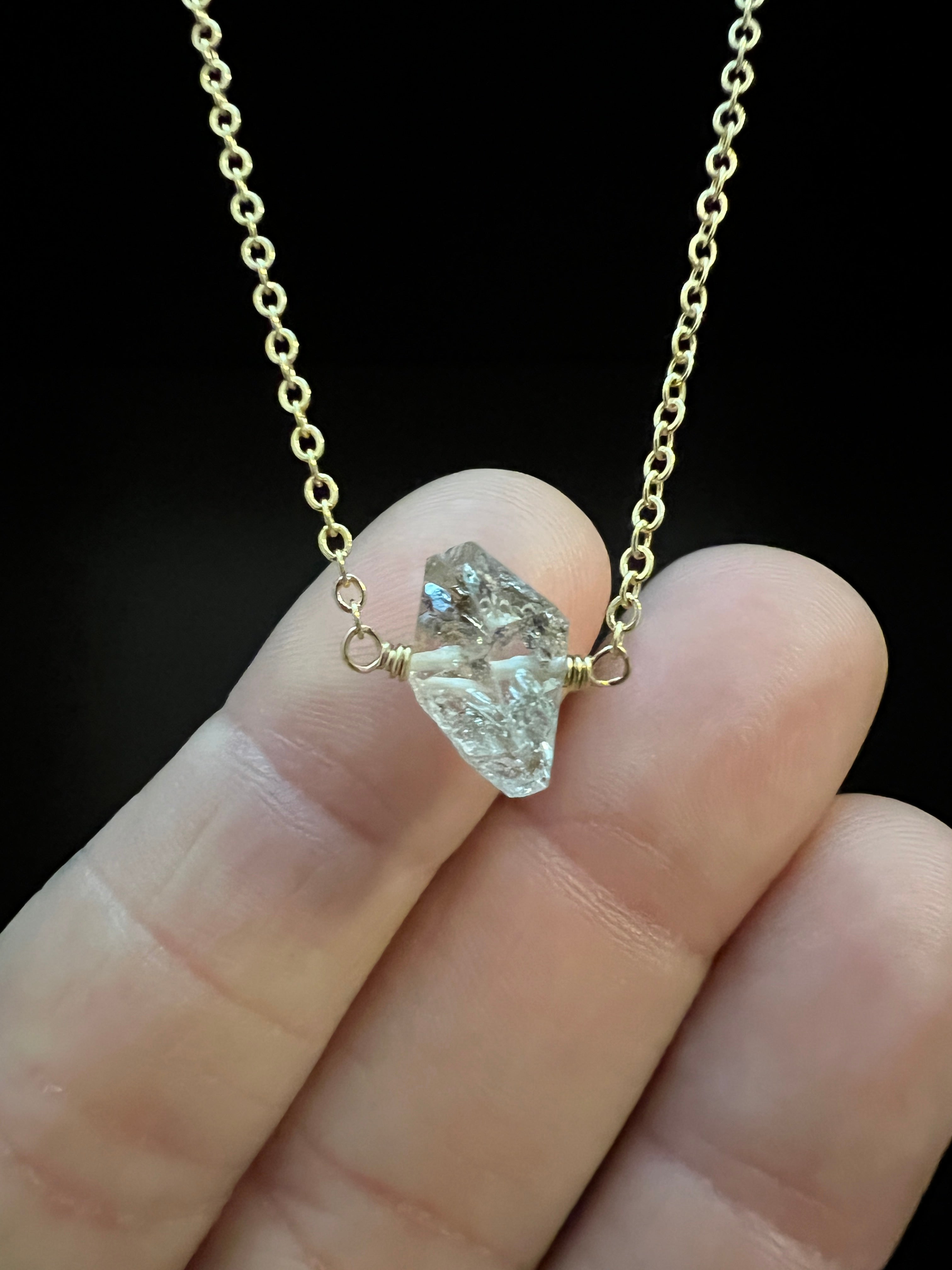 Herkimer Diamond Solitaire Necklace by Pake