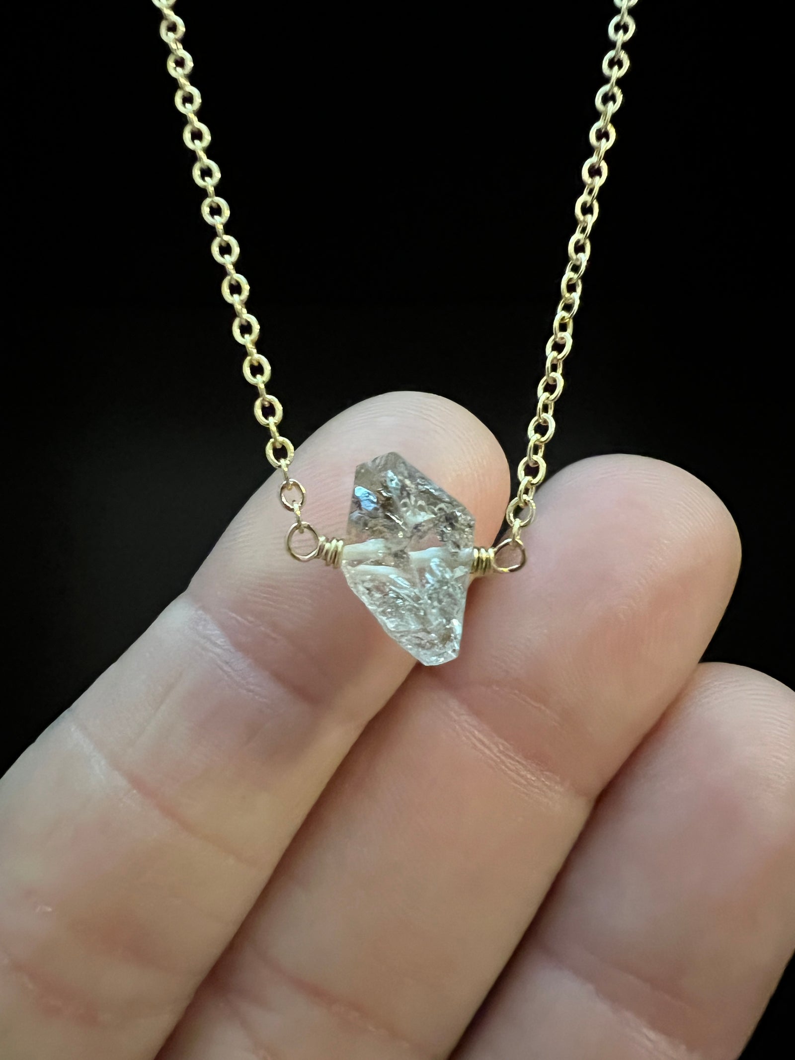 Herkimer Diamond Solitaire Necklace by Pake