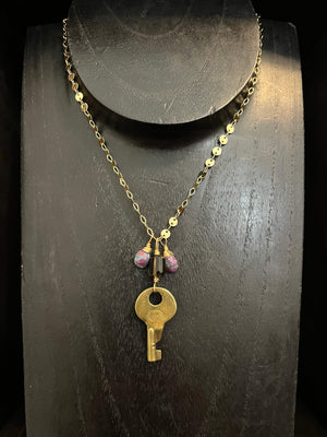 Key and Smokey Quartz Necklace by Pake