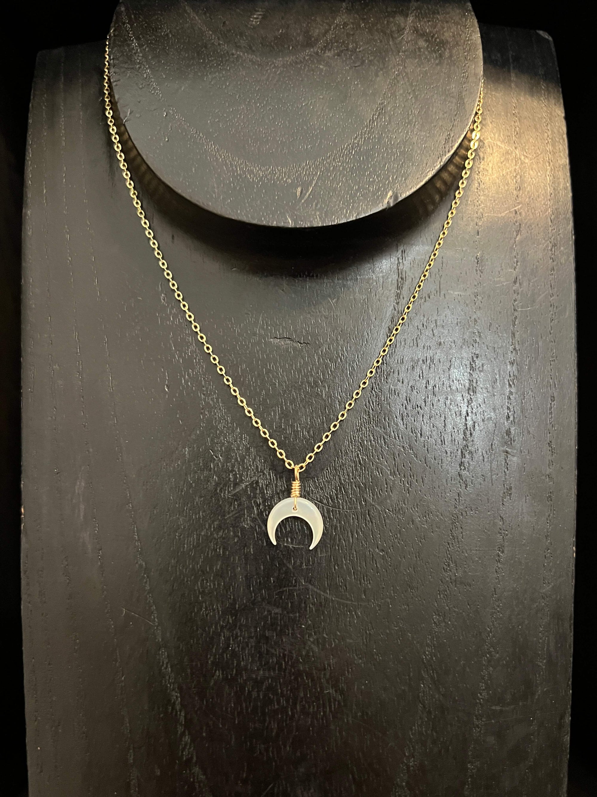 Mother of Pearl Moon Necklace by Pake