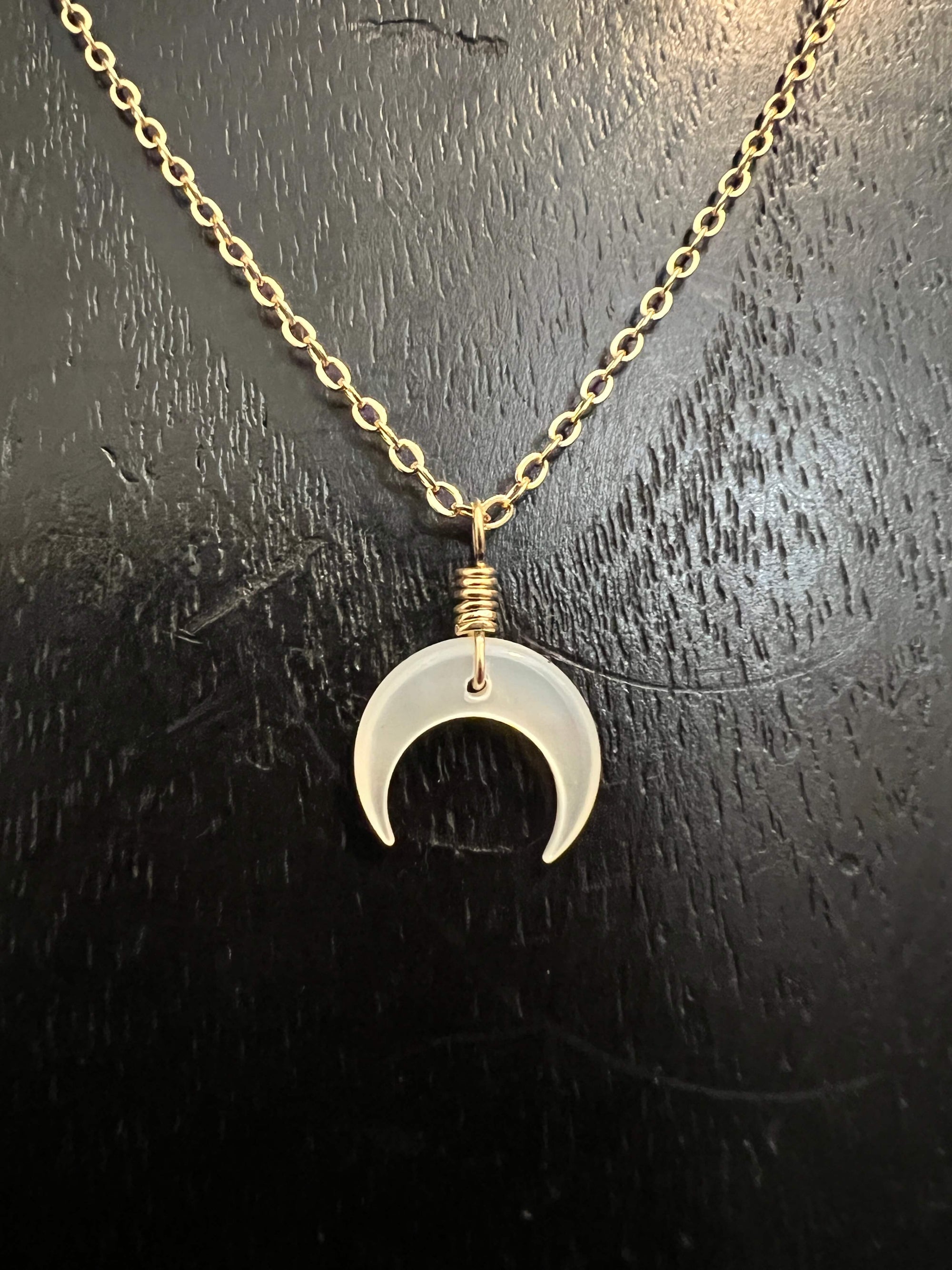 Mother of Pearl Moon Necklace by Pake