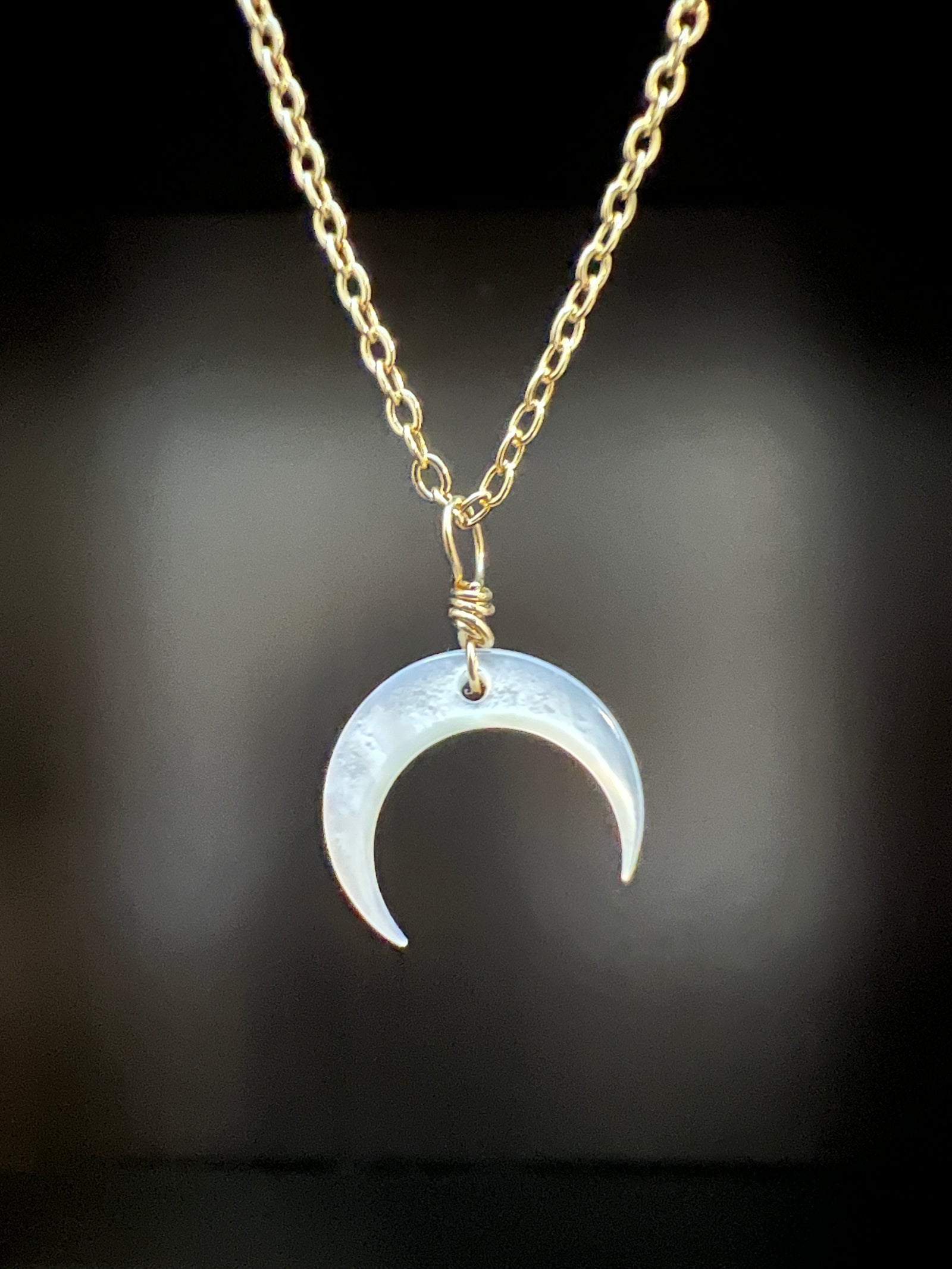 Mother of Pearl Moon Necklace by Pake