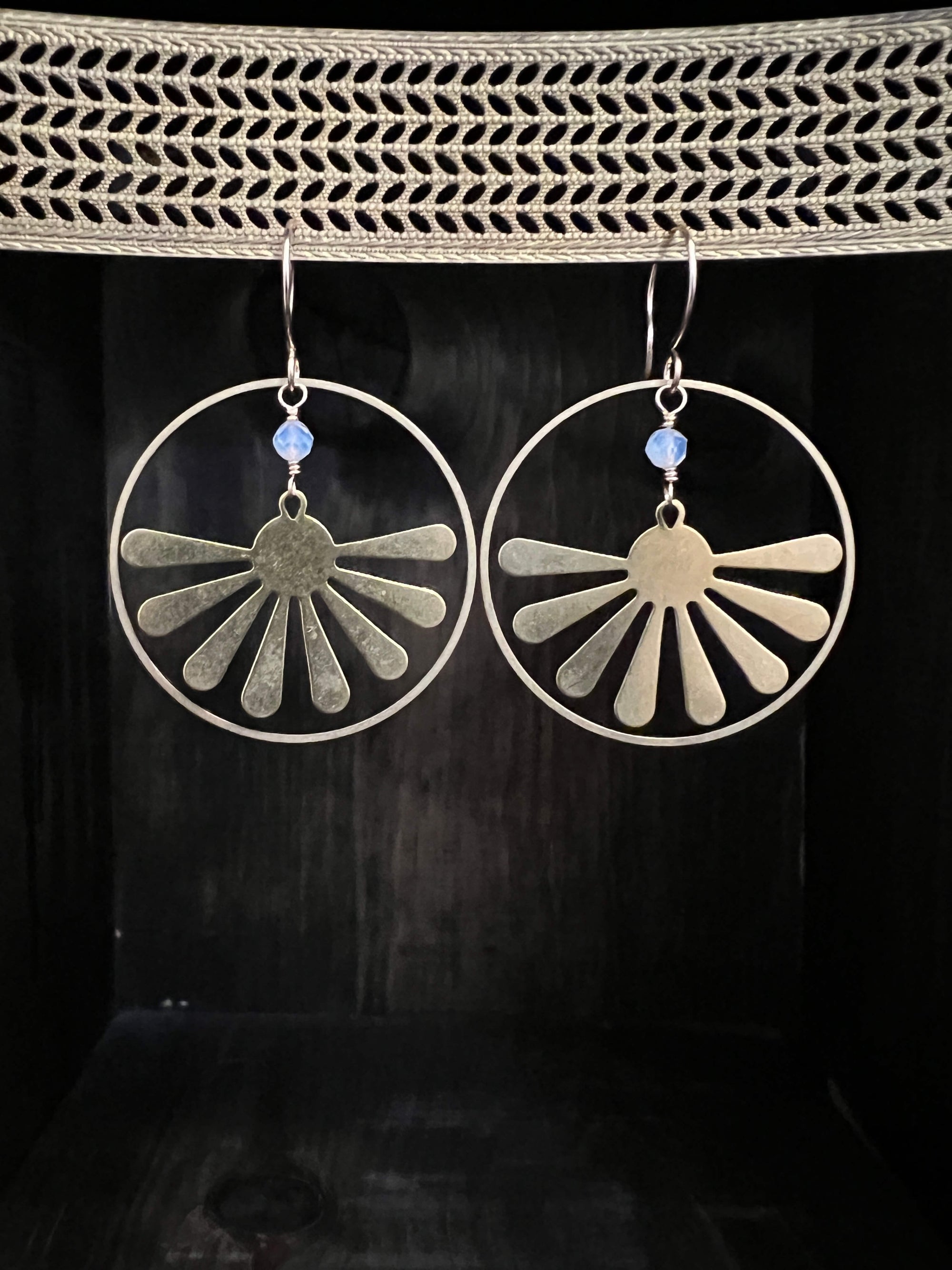 Opalite and Sunburst Earrings by Pake