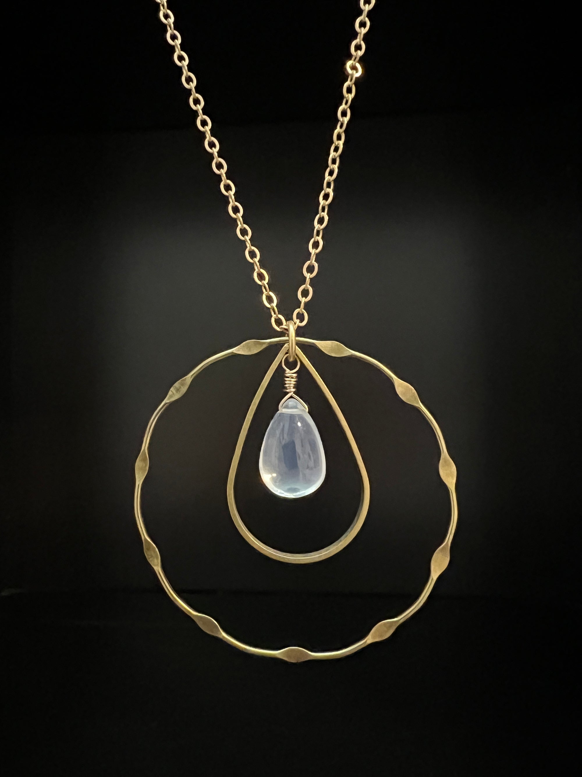 Opalite in Large Brass Ring Necklace by Pake