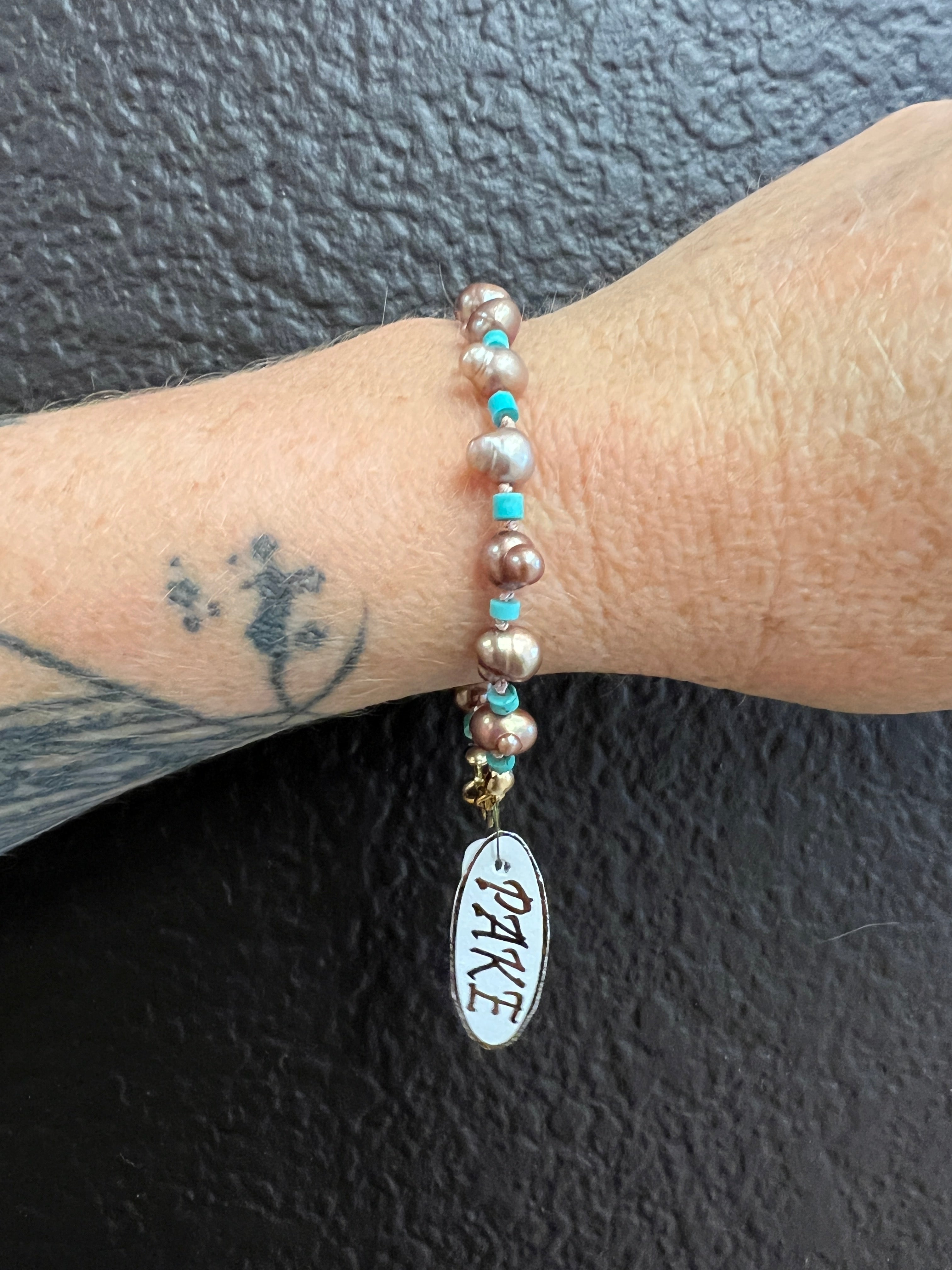 Freshwater Pearl and Turquoise Bracelet by Pake