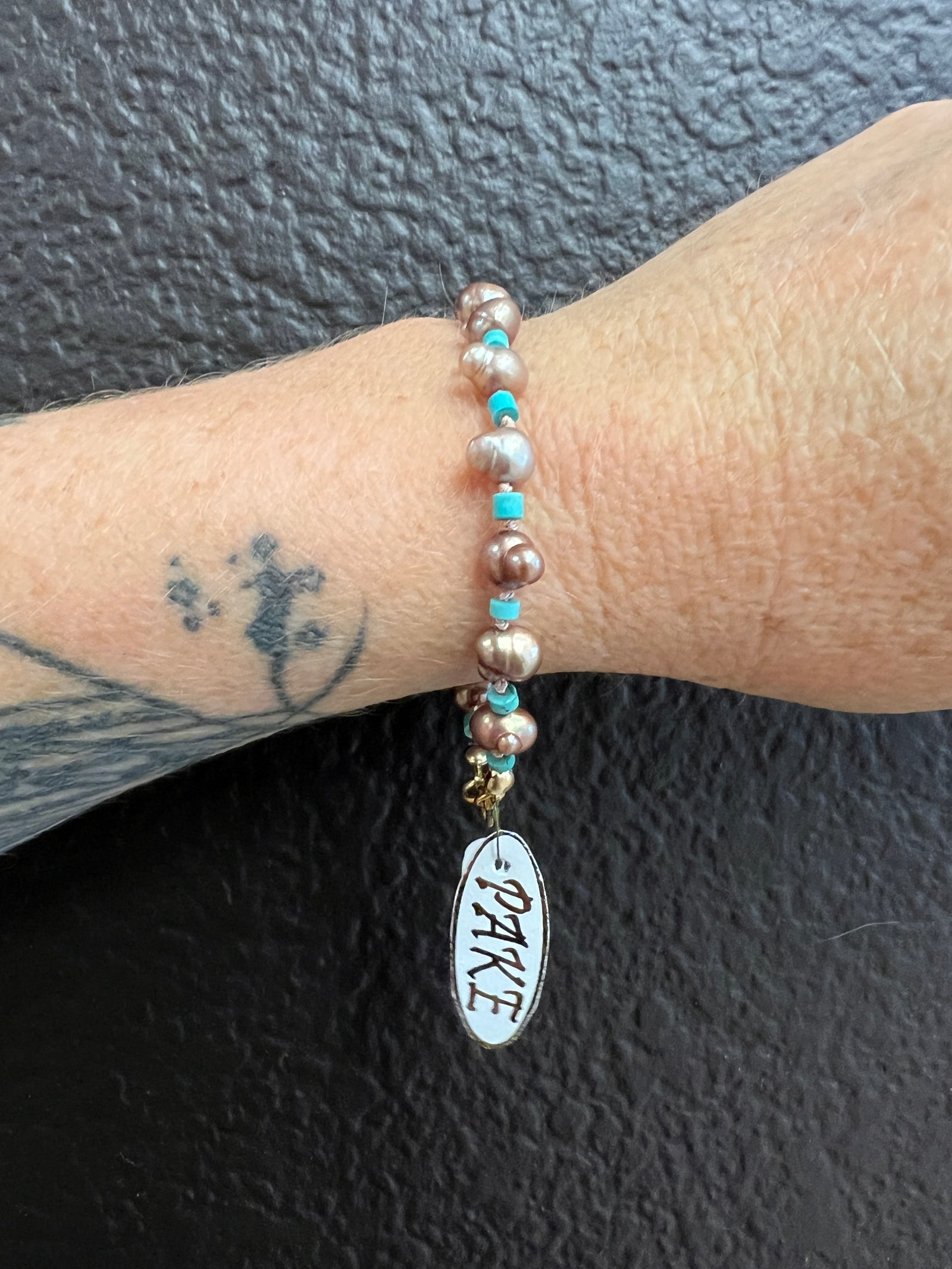Freshwater Pearl and Turquoise Bracelet by Pake