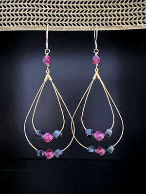 Pink and Black Tourmaline Drop Earrings by Pake