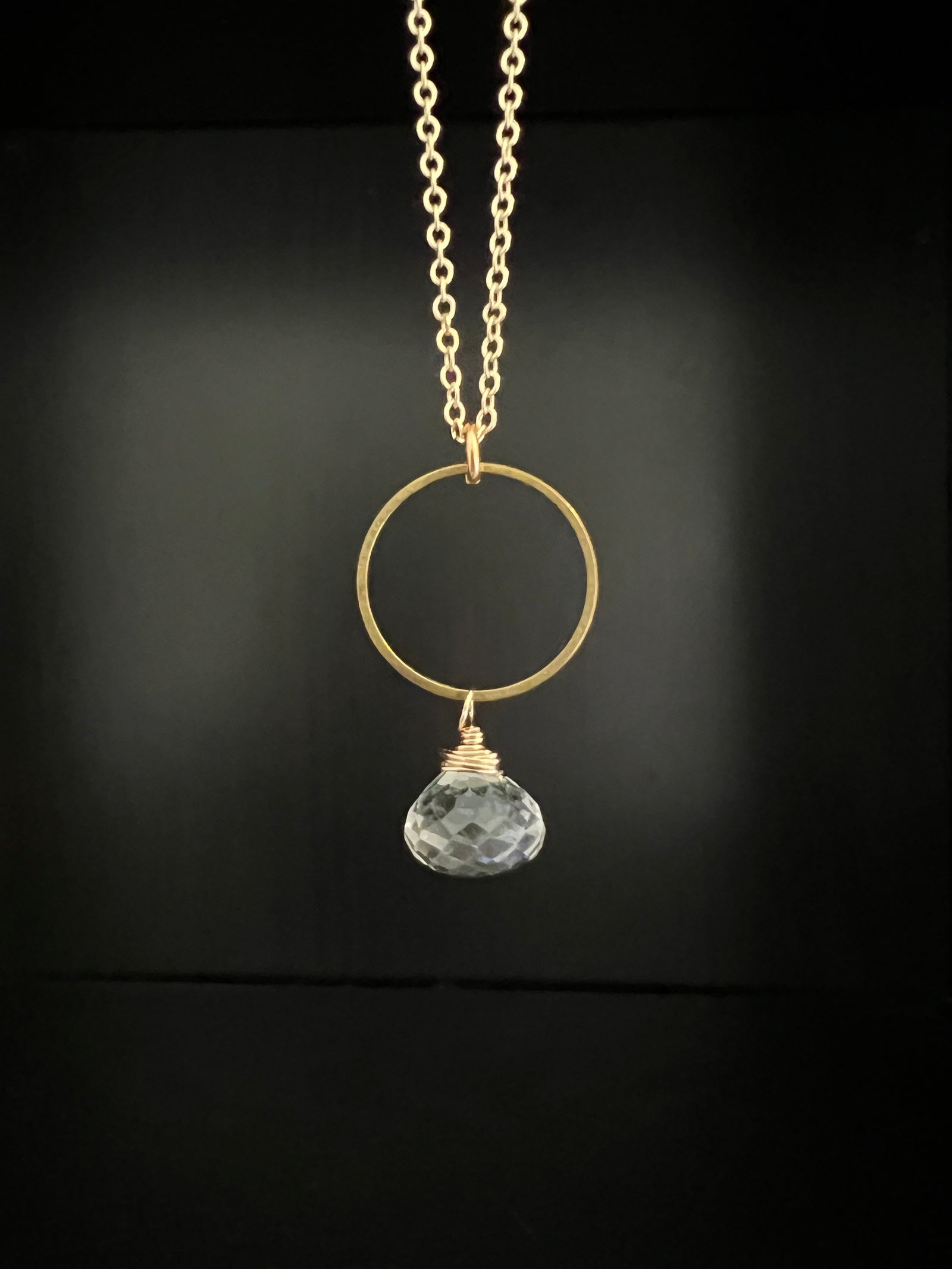 Quartz on Brass Ring Necklace by Pake