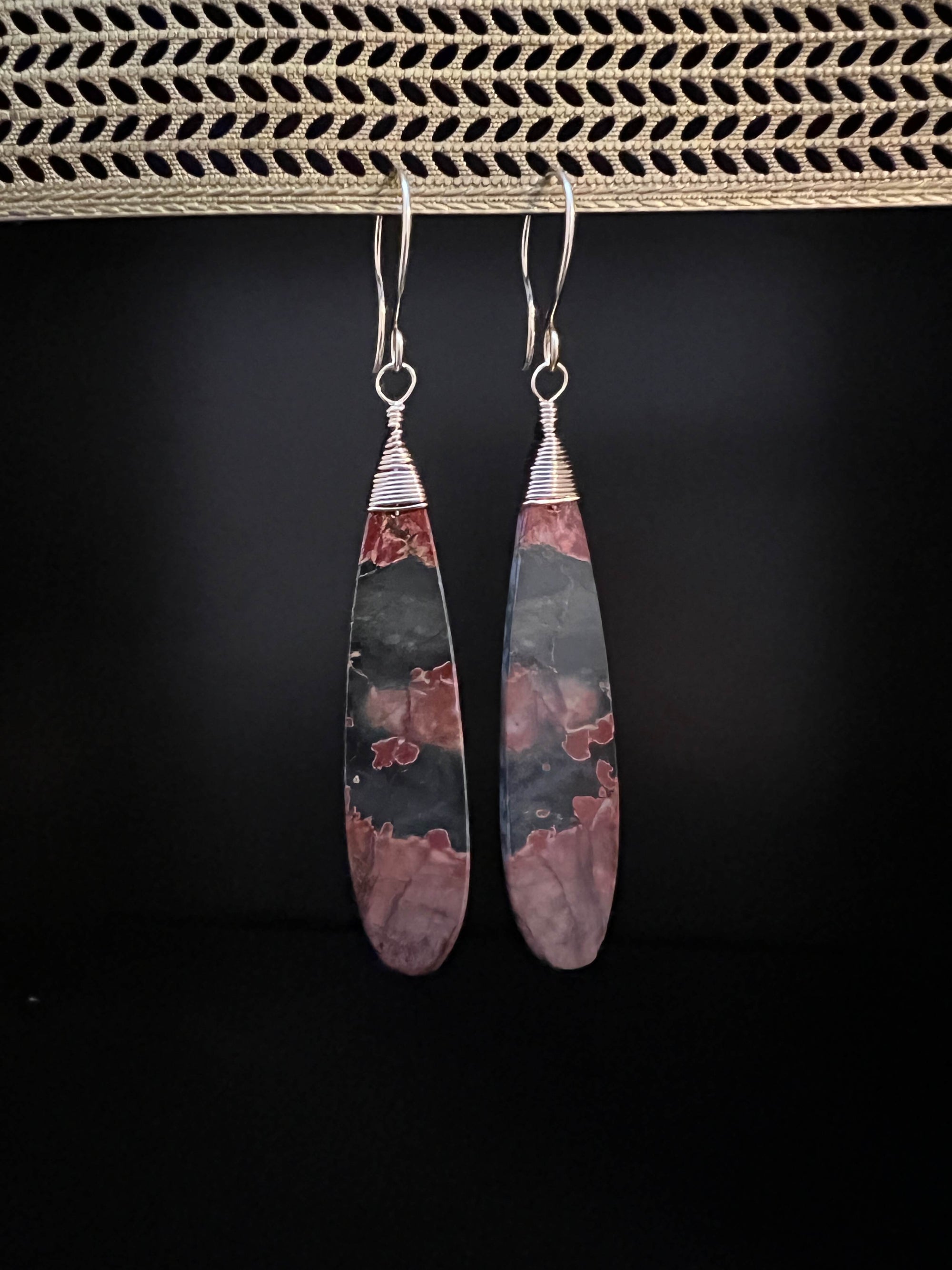 Red Creek Jasper Drop Earrings 1 by Pake