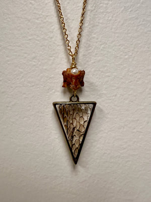 Snake Skin and Vertebrae Necklace by Pake