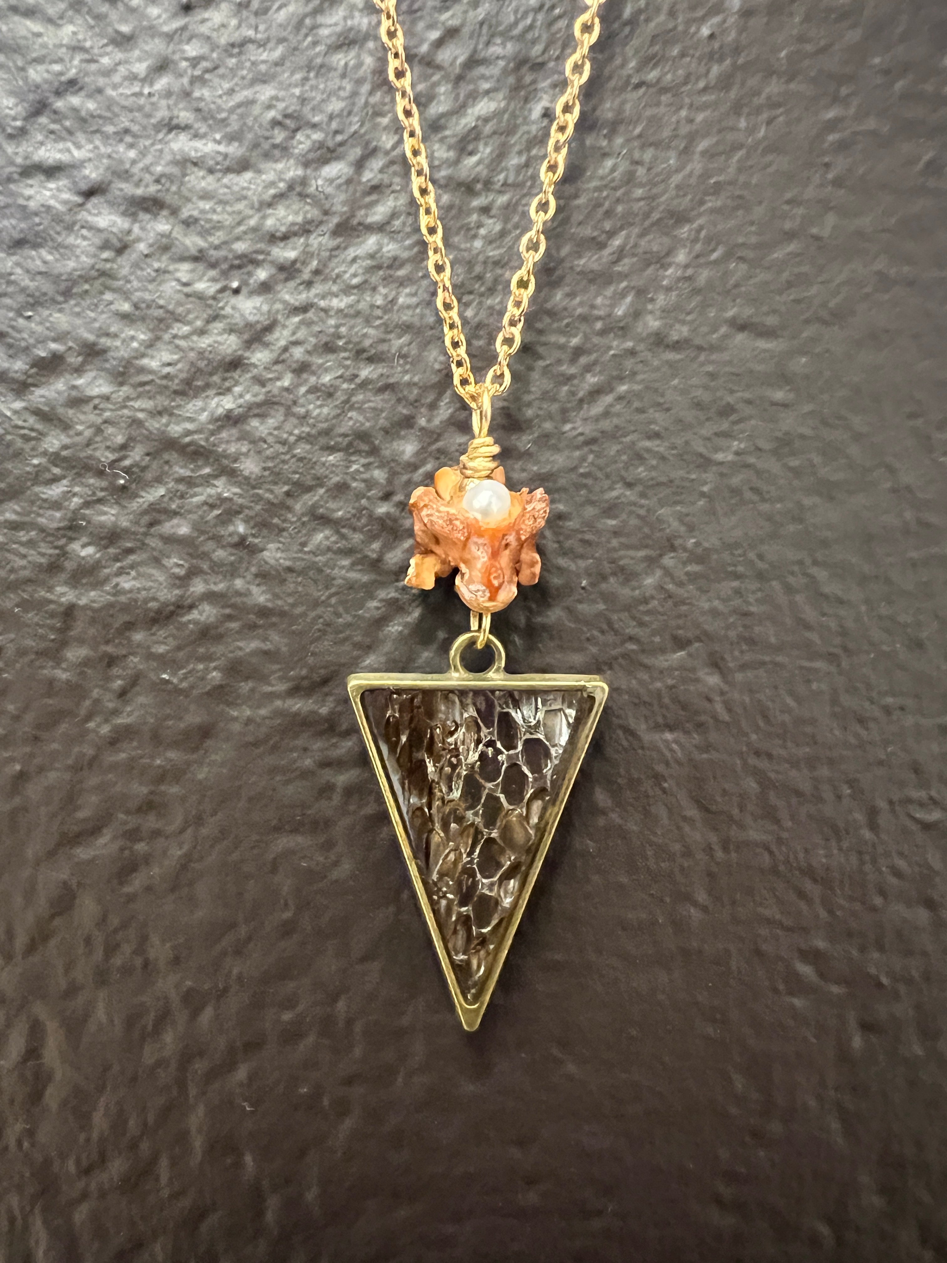 Snake Skin and Vertebrae Necklace by Pake