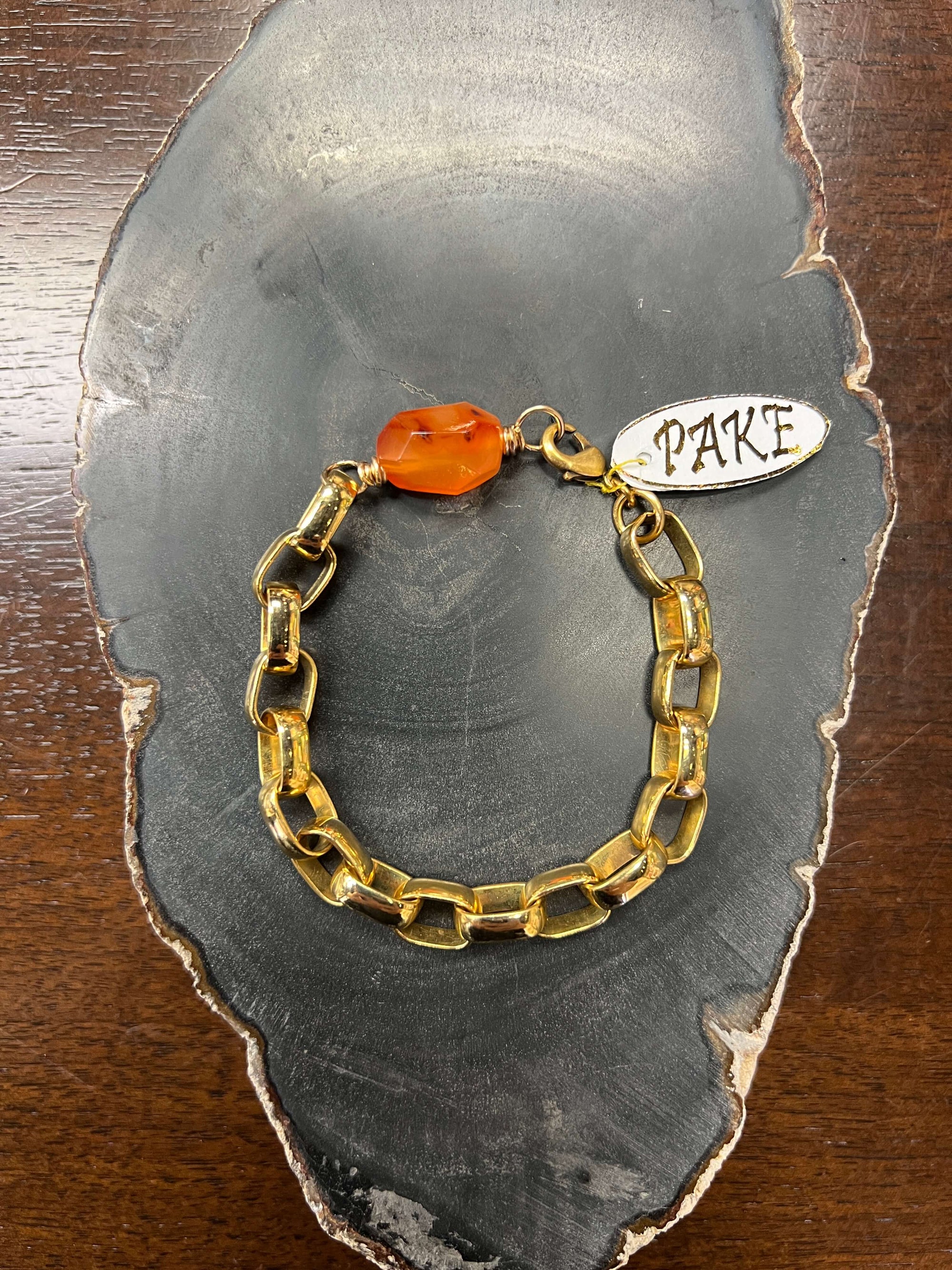 Vintage Coco Chanel Chain Bracelet with Carnelian by Pake