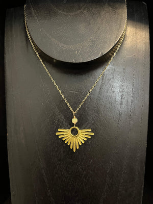 Sunburst and Fire Opal Necklace by Pake