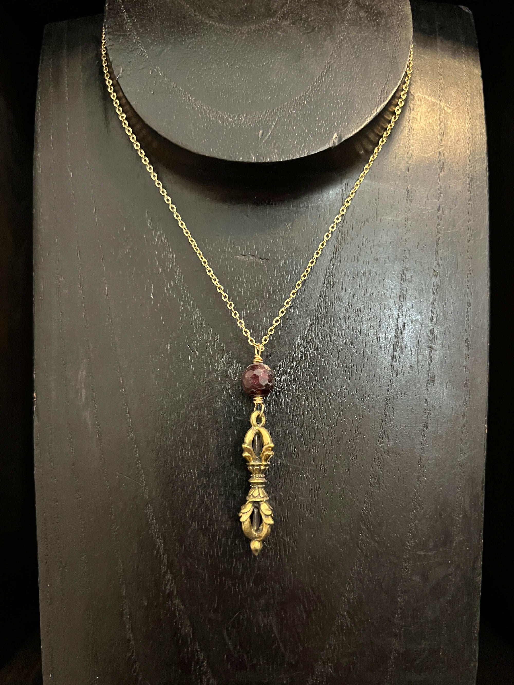 Thai Dorje with Garnet Necklace by Pake