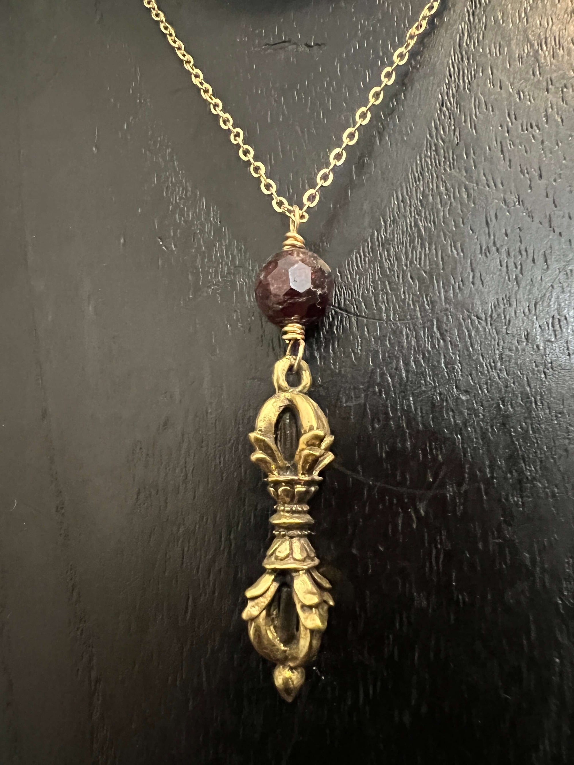 Thai Dorje with Garnet Necklace by Pake