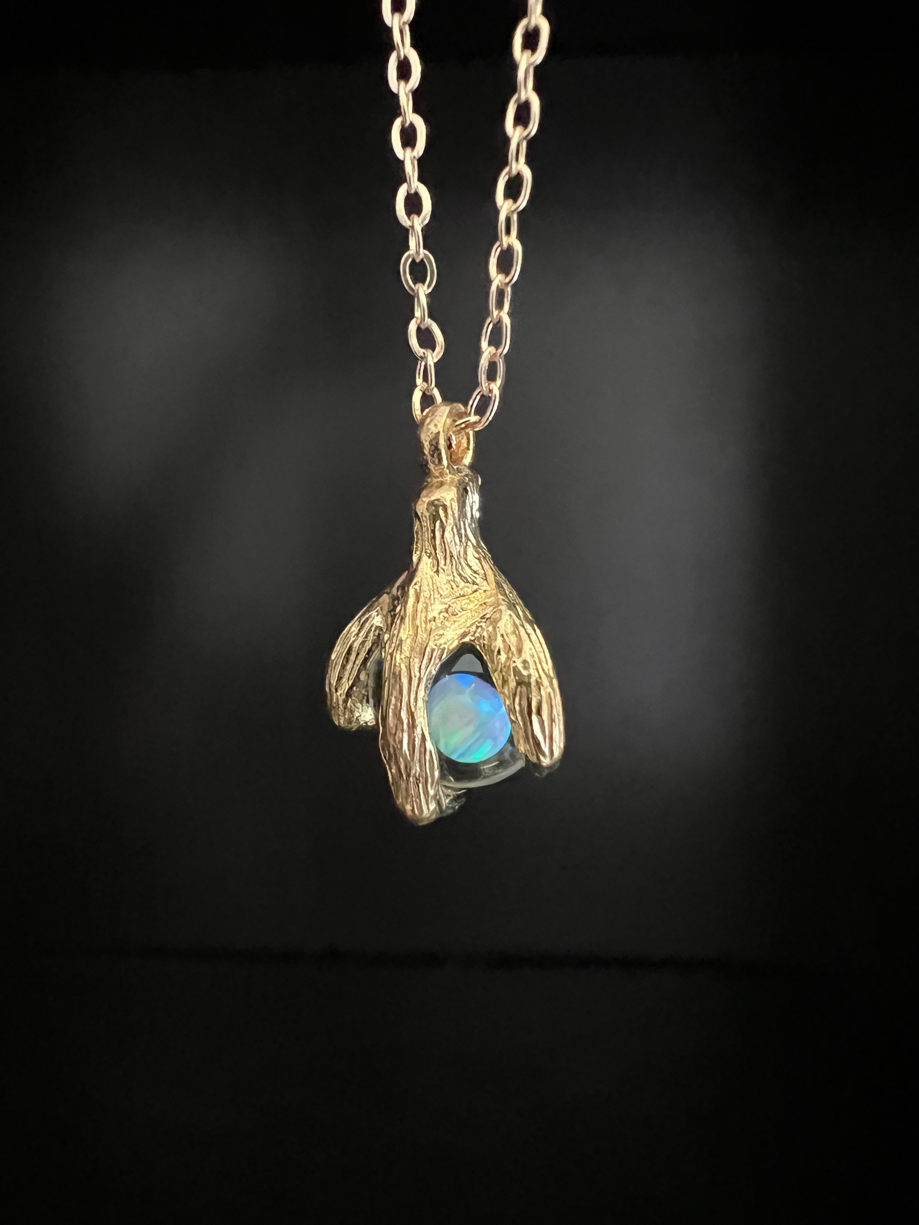 White Opal Claw Necklace  by Pake