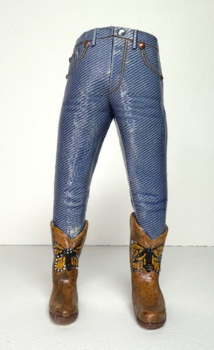 Walkabout Jeans Cowgirl in Brown Boots with Butterflies by Pamela Gross