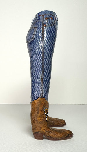 Walkabout Jeans Cowgirl in Brown Boots with Butterflies by Pamela Gross