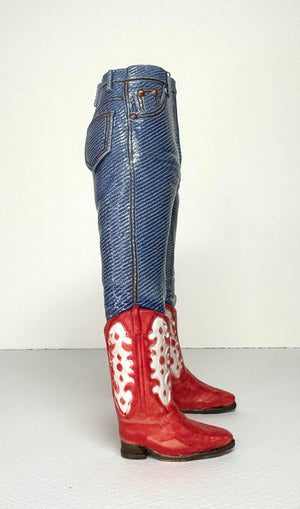 Walkabout Jeans Cowgril with Red Boots by Pamela Gross
