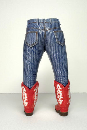 Walkabout Jeans Cowgril with Red Boots by Pamela Gross