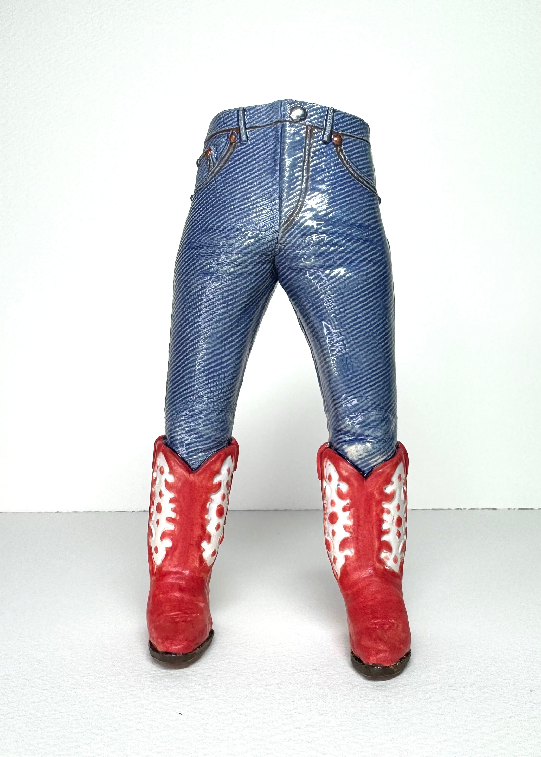 Walkabout Jeans Cowgril with Red Boots by Pamela Gross