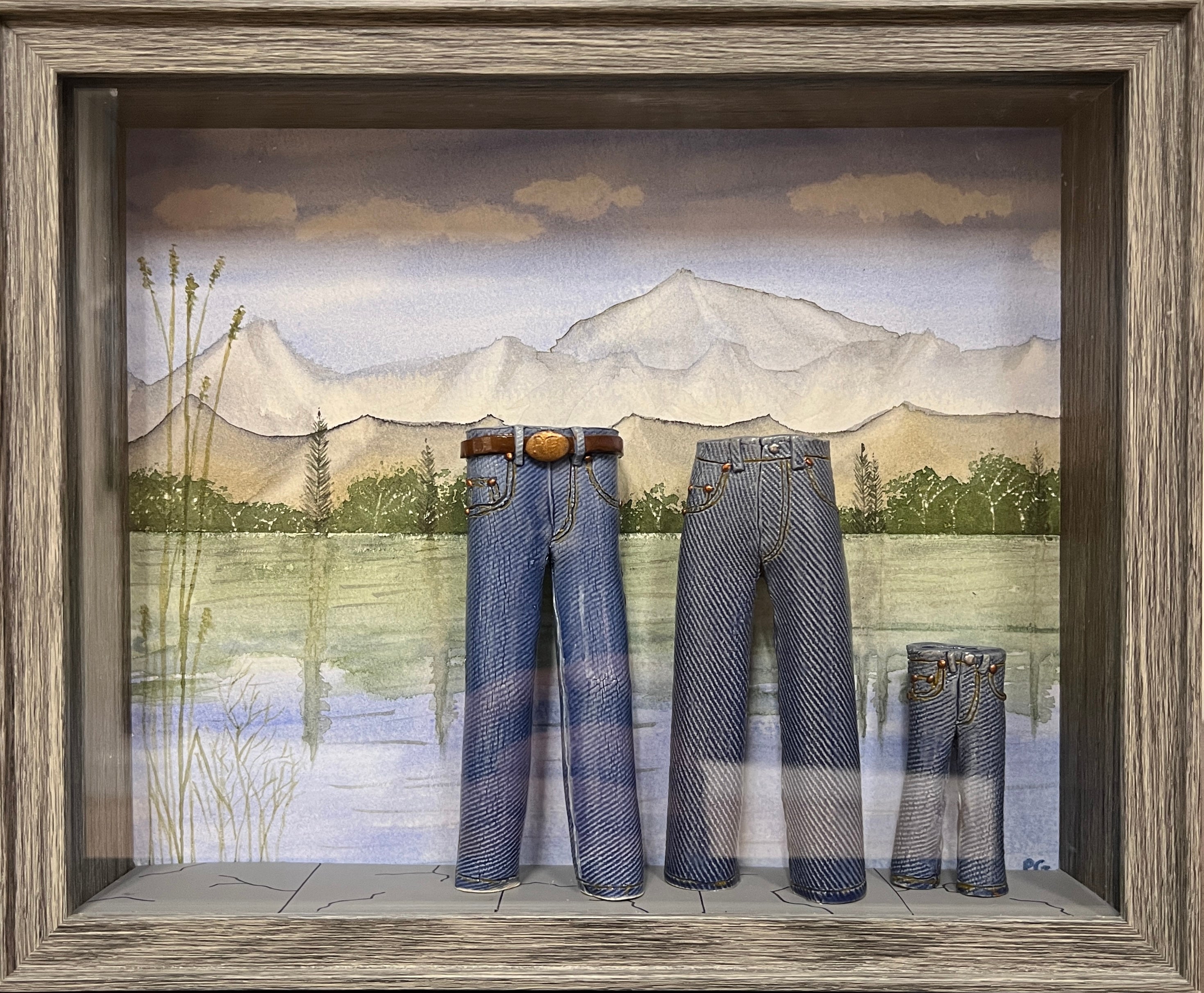 Walkabout Jeans Diorama - Family of Three by Pamela Gross