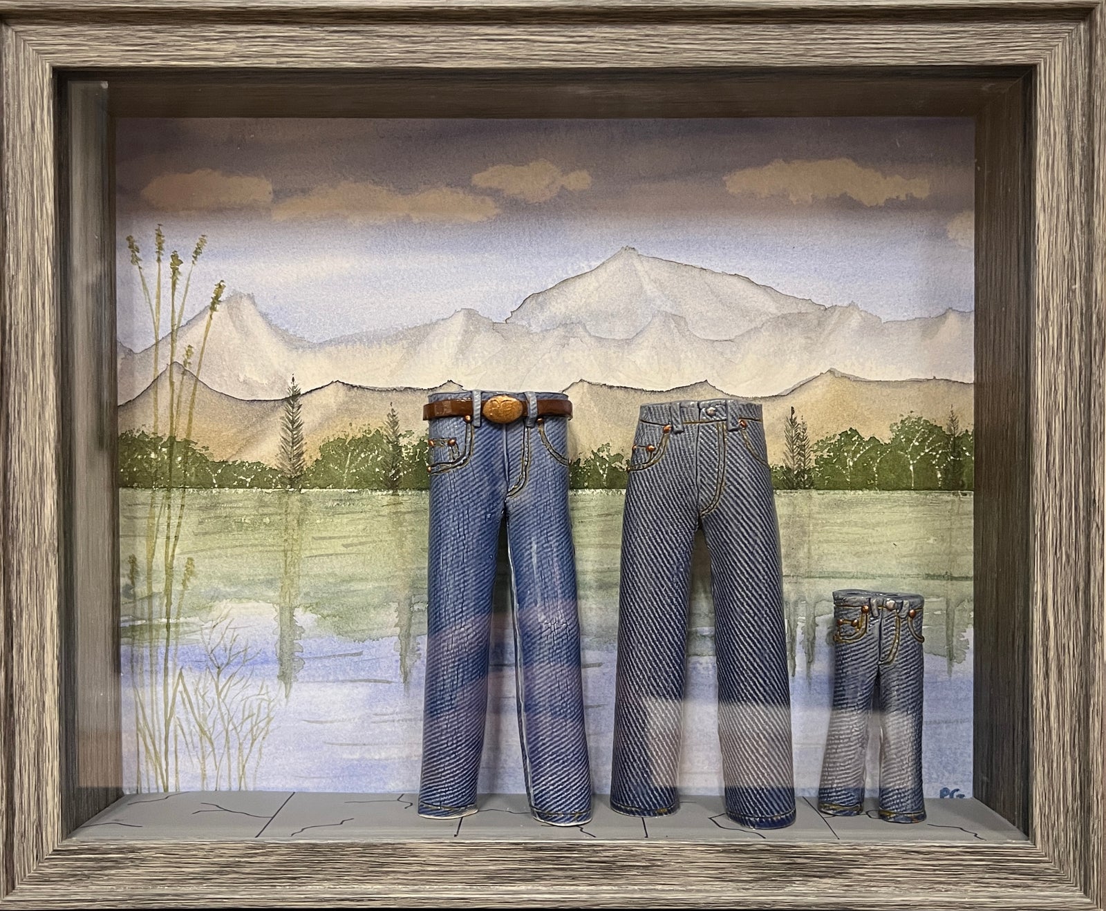 Walkabout Jeans Diorama - Family of Three by Pamela Gross