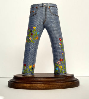 Walkabout Jeans with Vines and Flowers by Pamela Gross