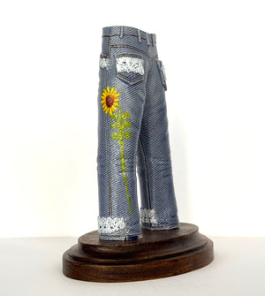 Walkabout Jeans with Sunflowers and Lace by Pamela Gross