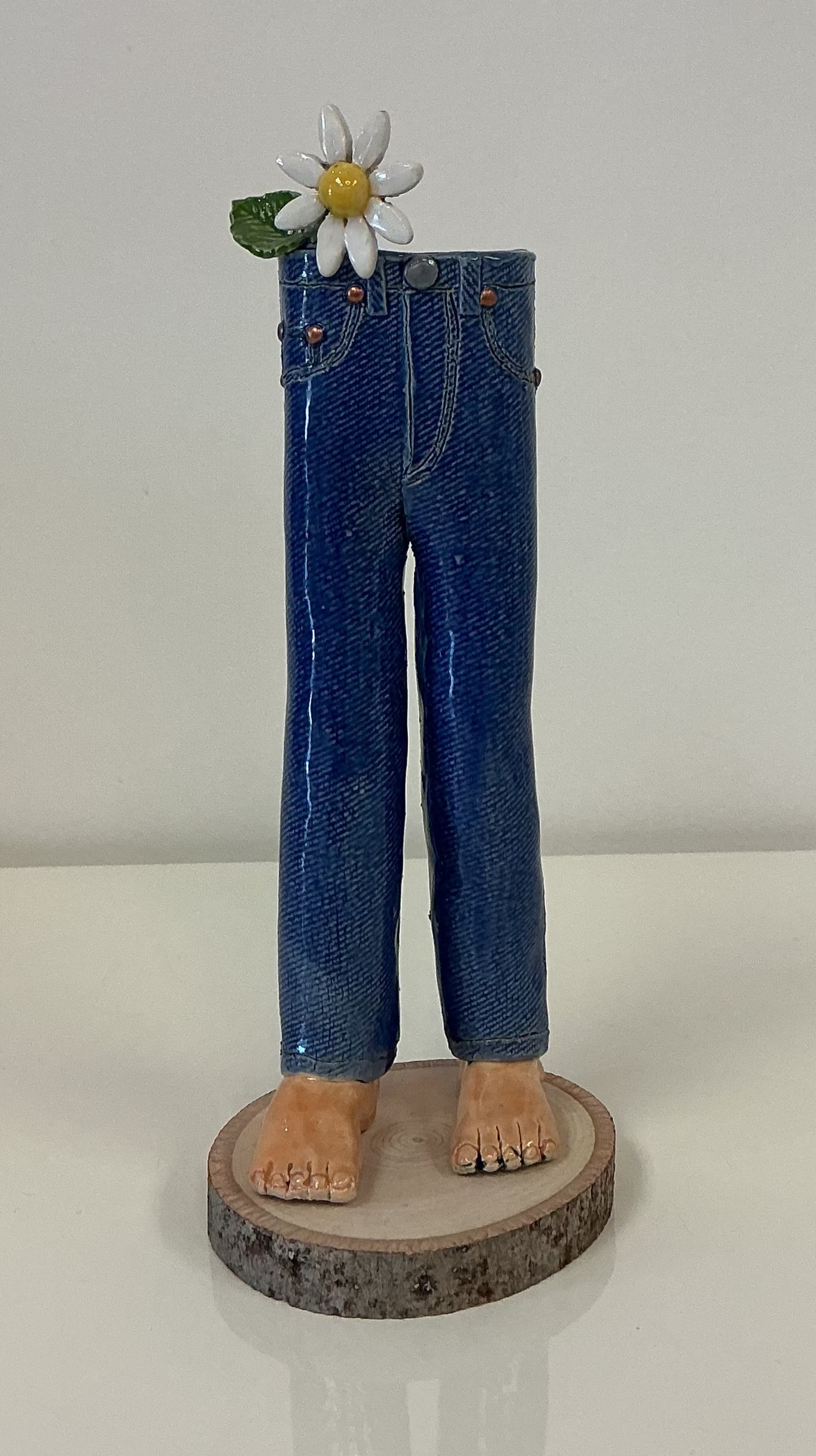 Large Walkabout Jeans with Daisy and Feet by Pamela Gross