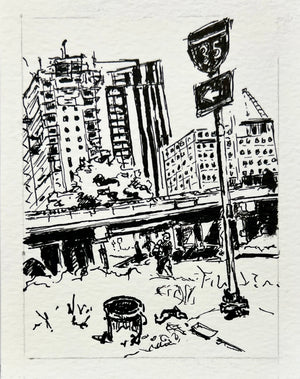 IH-35 Around Cesar Chavez by Paul Moncus - Mini Original