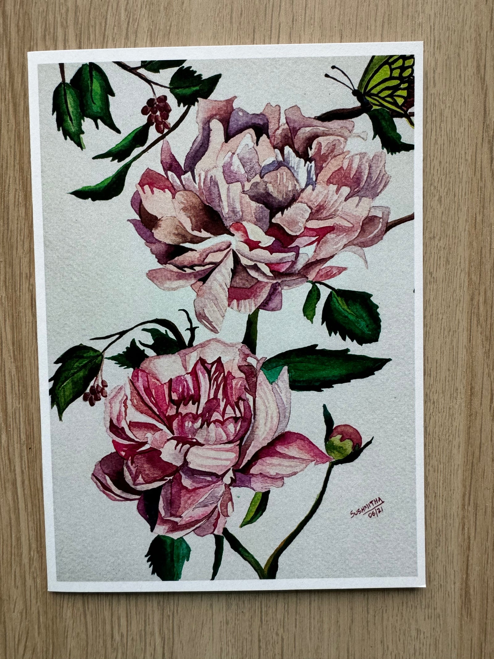 Peonies Greeting Card by Sushmitha Din Kashi